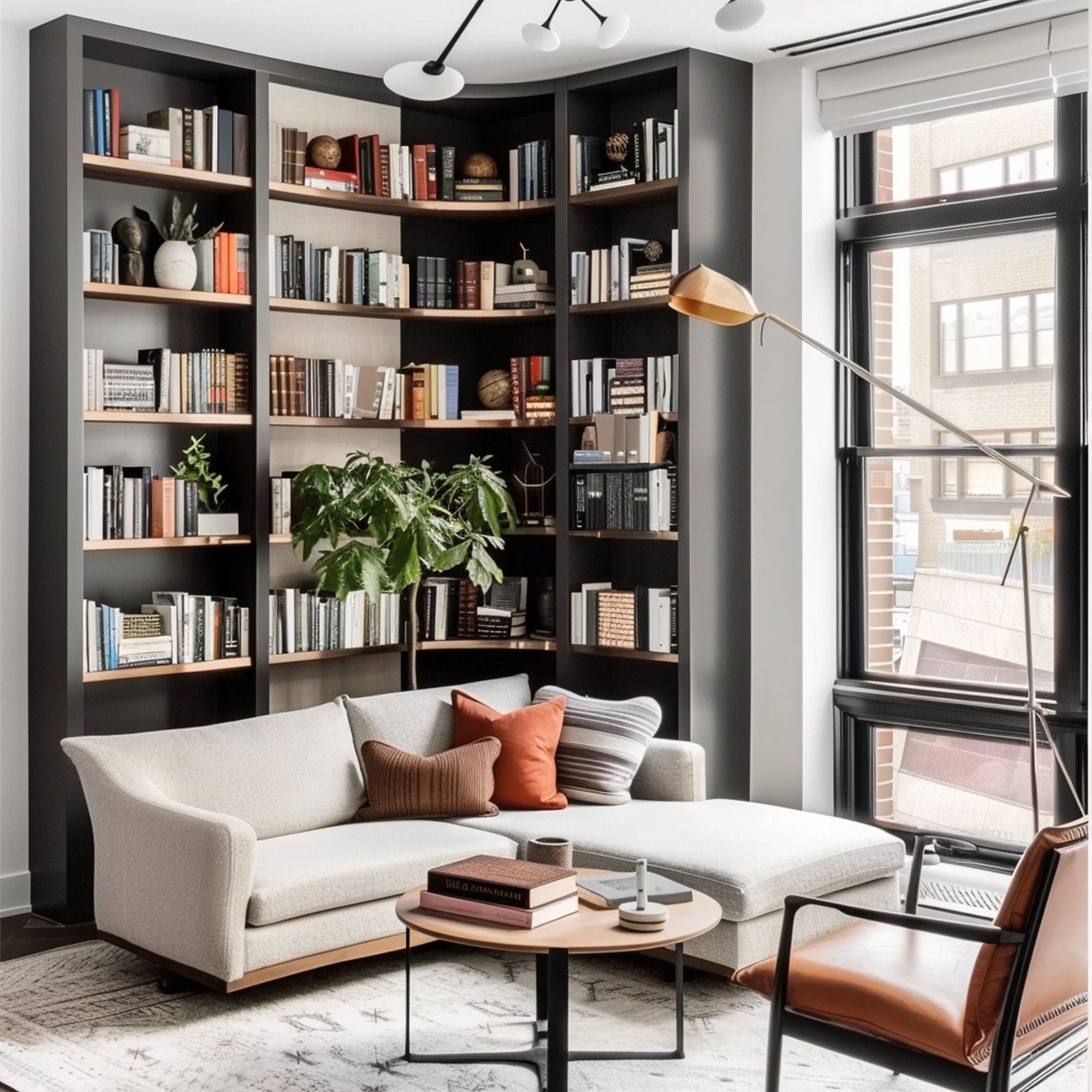 Bookcase in Living Room Corner