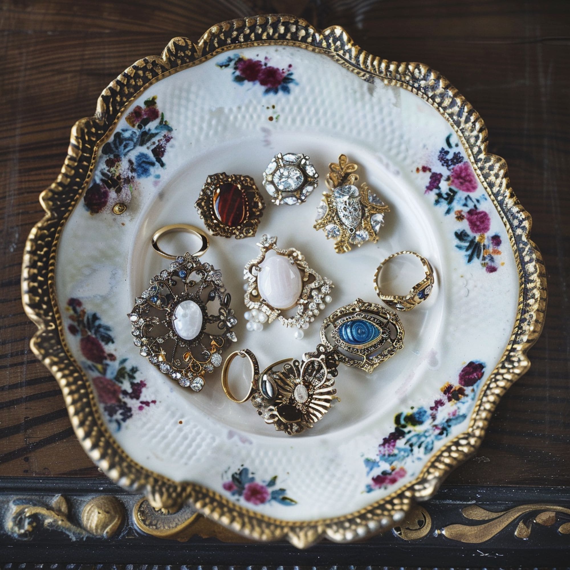 Vintage Bowl Jewelry Display