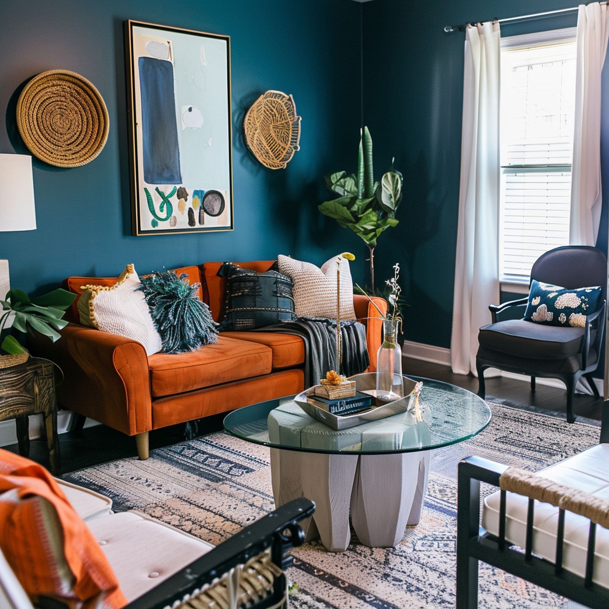 Eclectic Blue Living Room