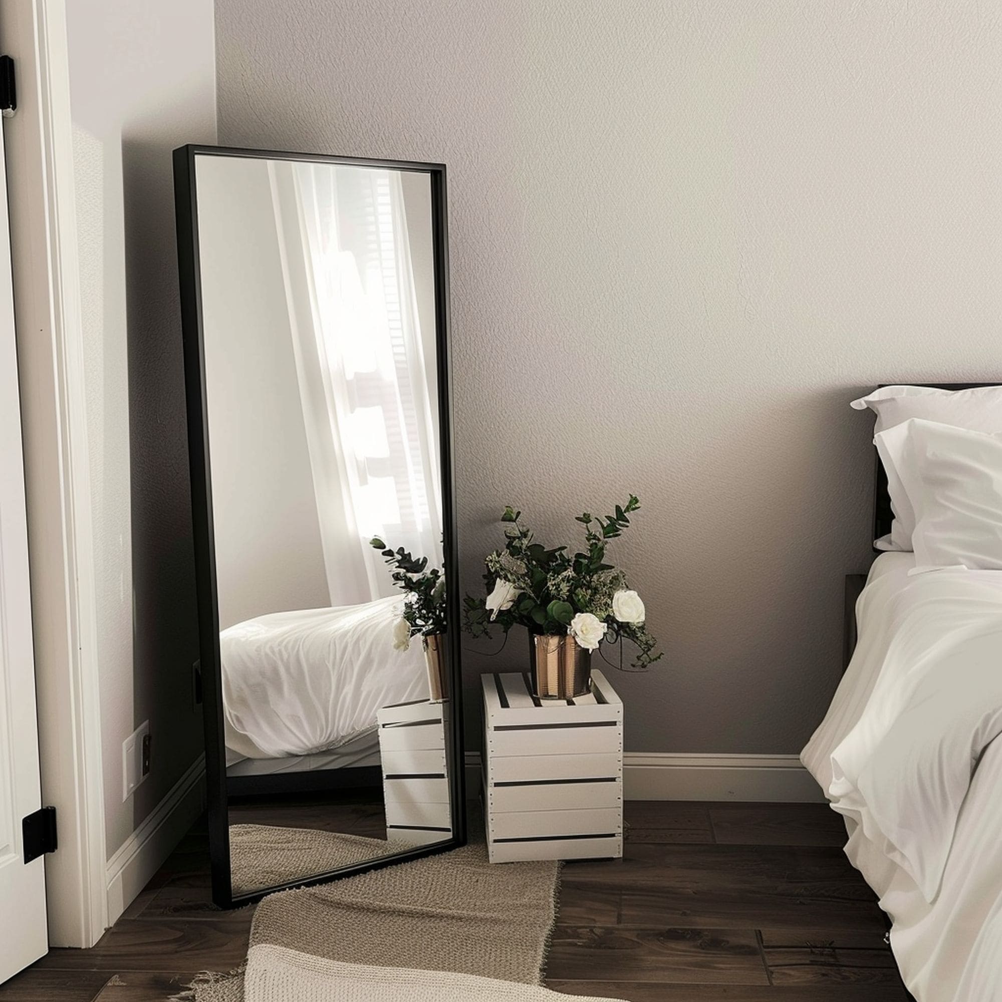 Freestanding Mirror in Bedroom Corner