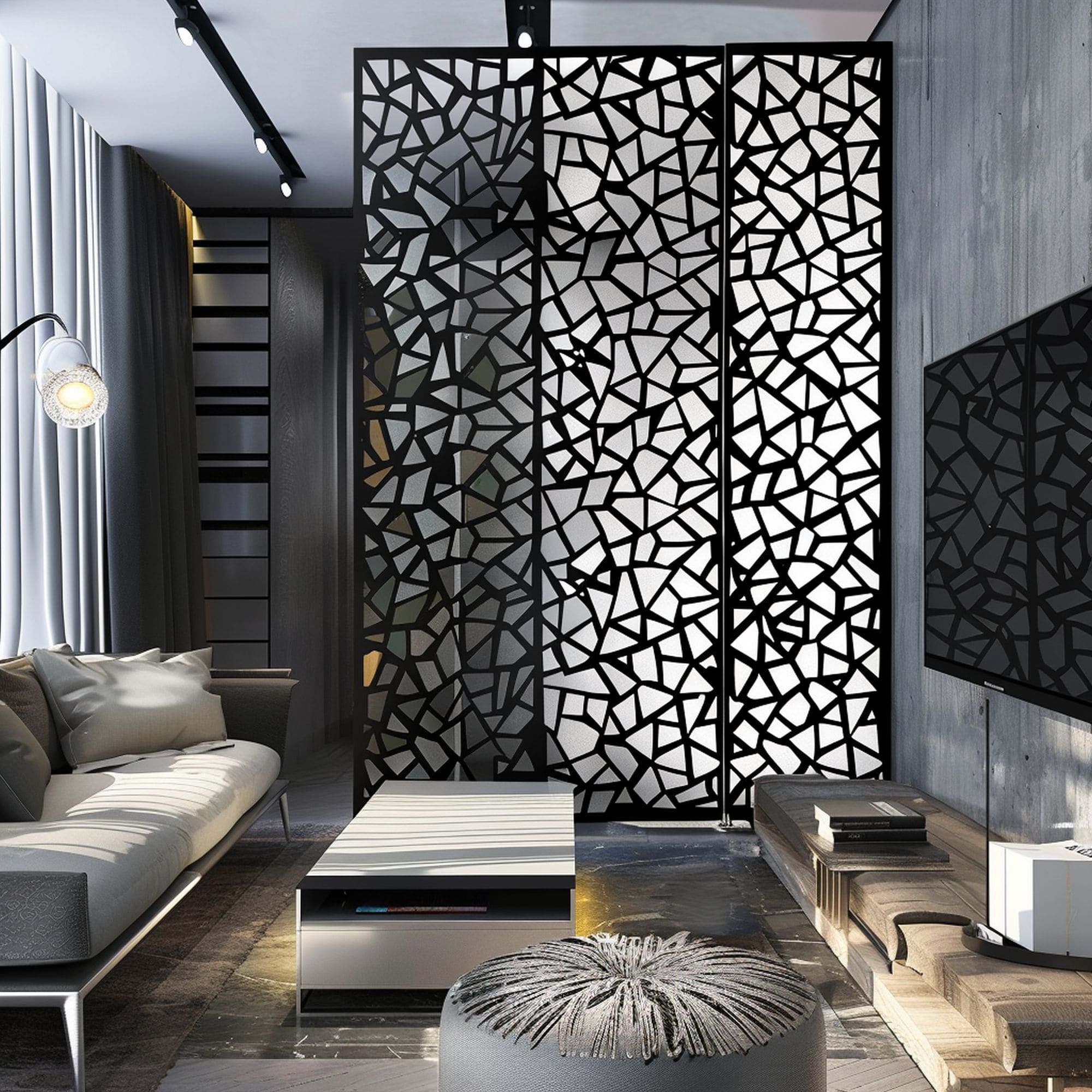 Black Geometric Room Divider