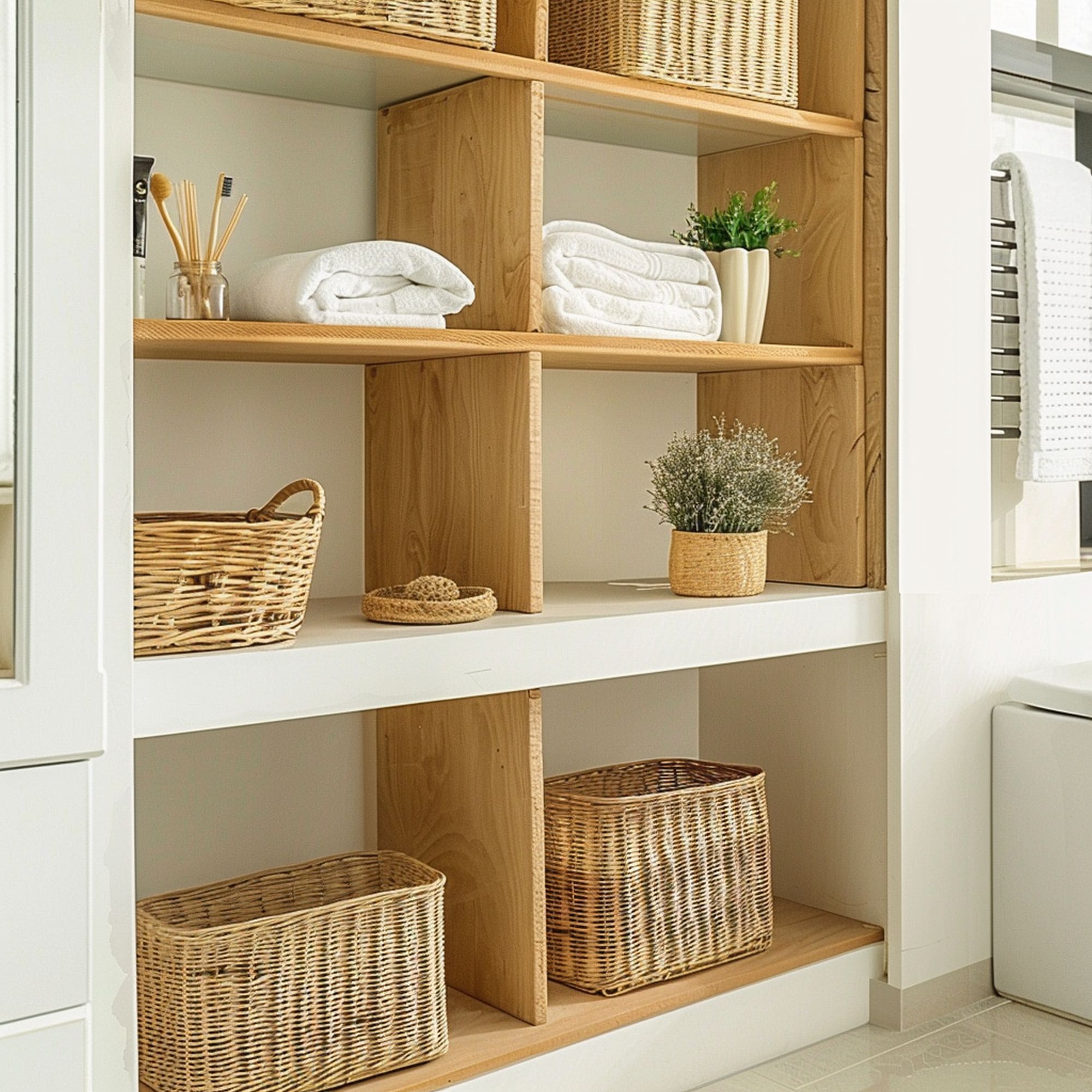 Organized Bathroom With Baskets