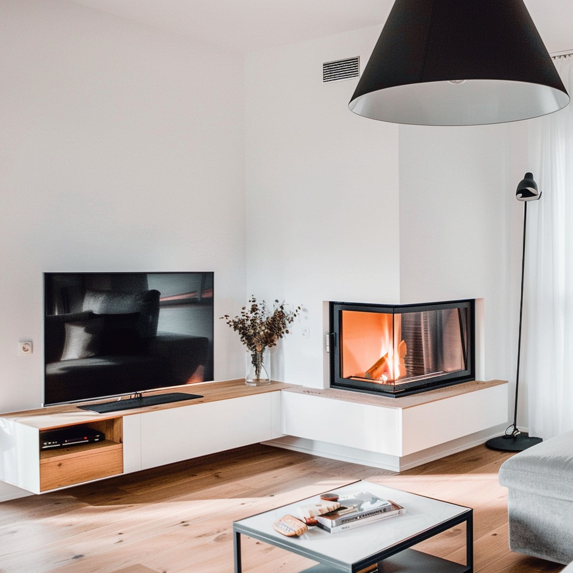 Fireplace in Living Room Corner