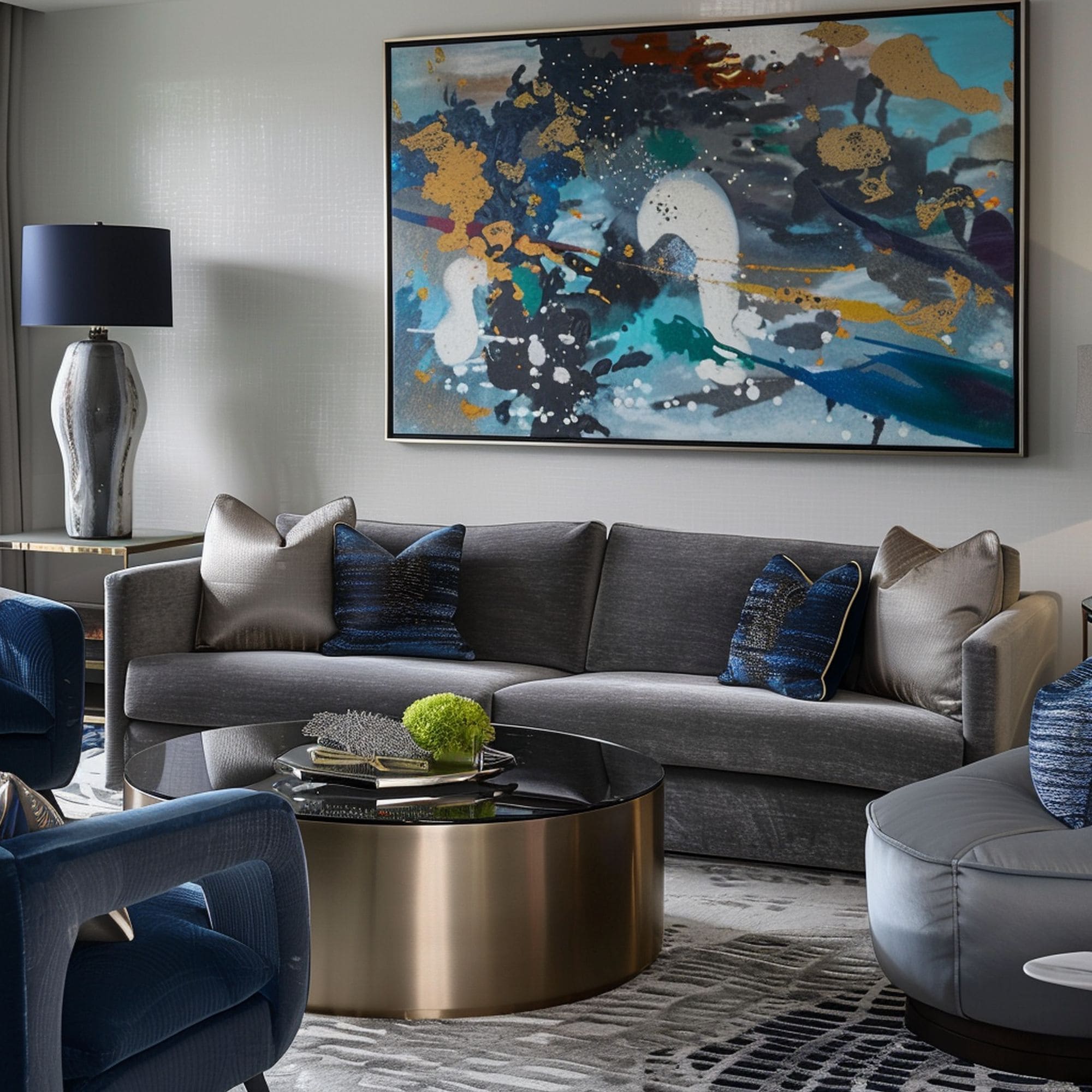 Moody Gray Blue Living Room