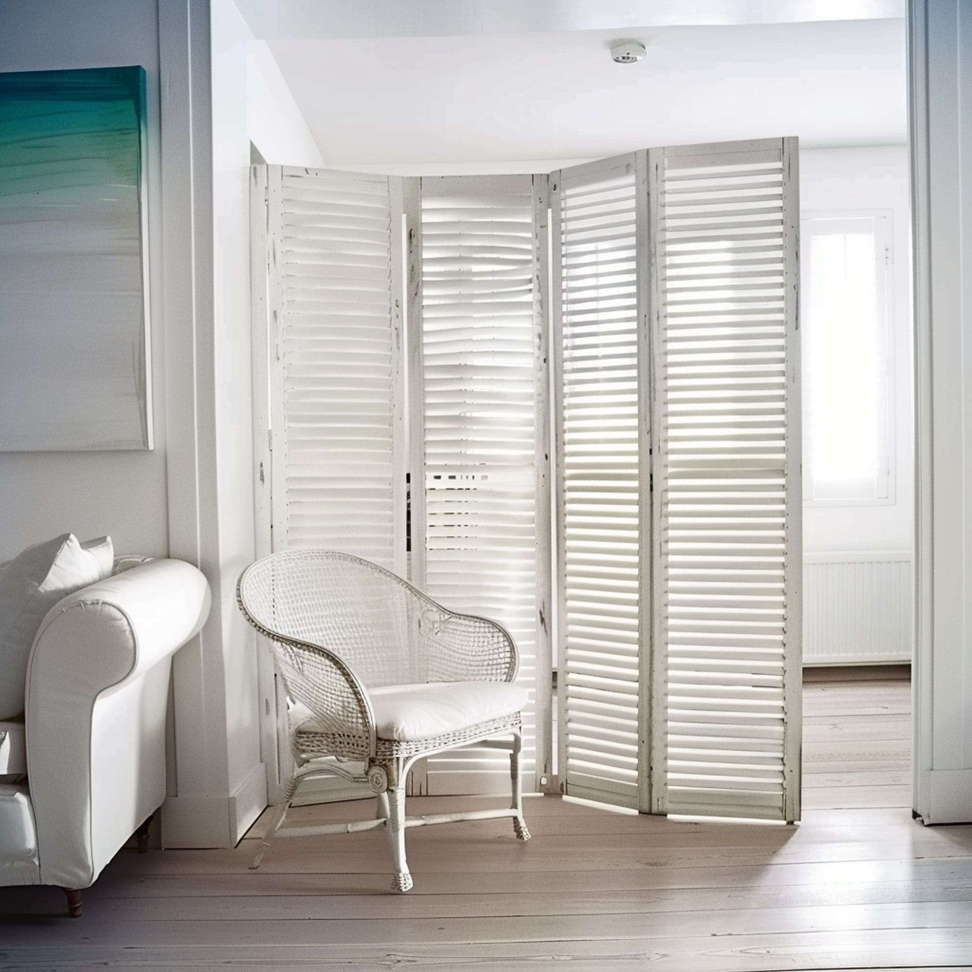White Vintage Shutters Room Divider