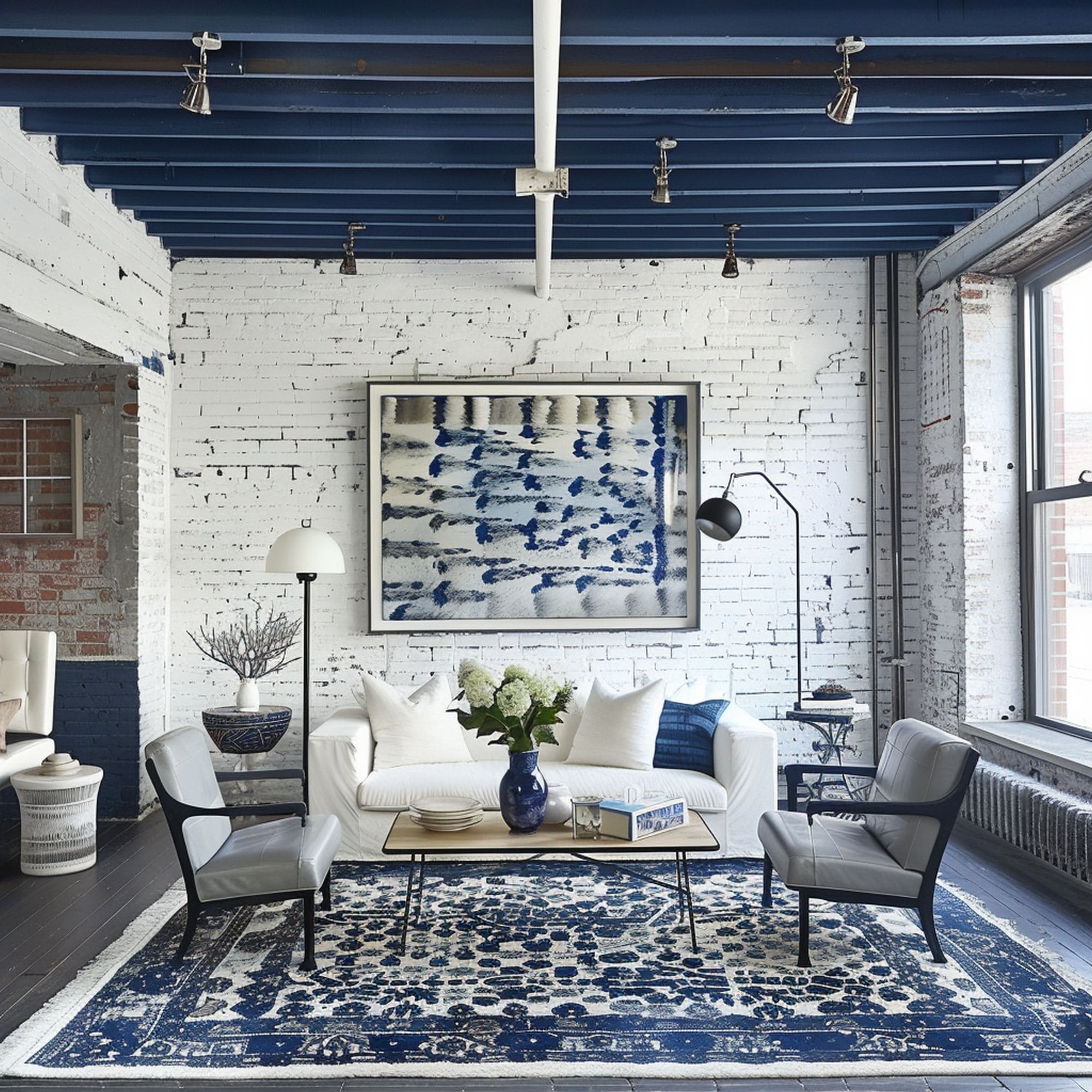 Industrial Blue Living Room