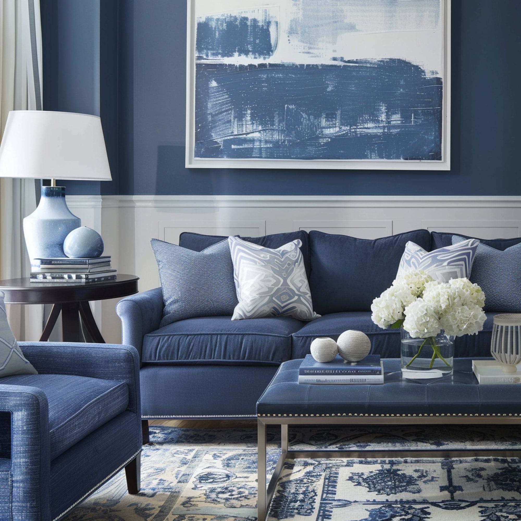 Blue Living Room With Blue Sofa