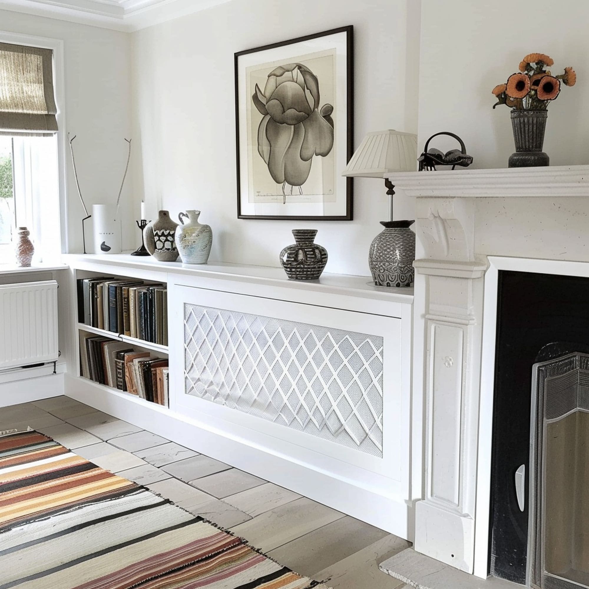 White Radiator Cover With Storage