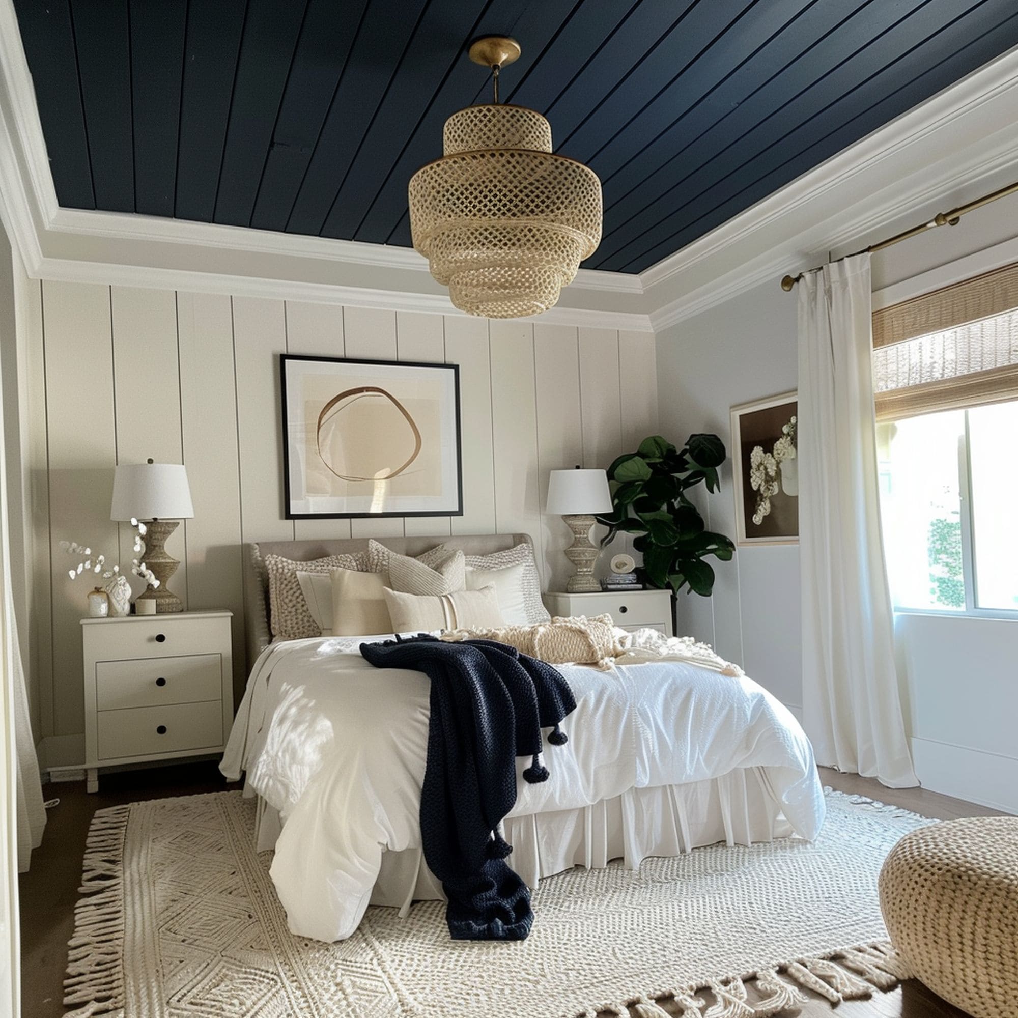 Navy Blue Painted Ceiling