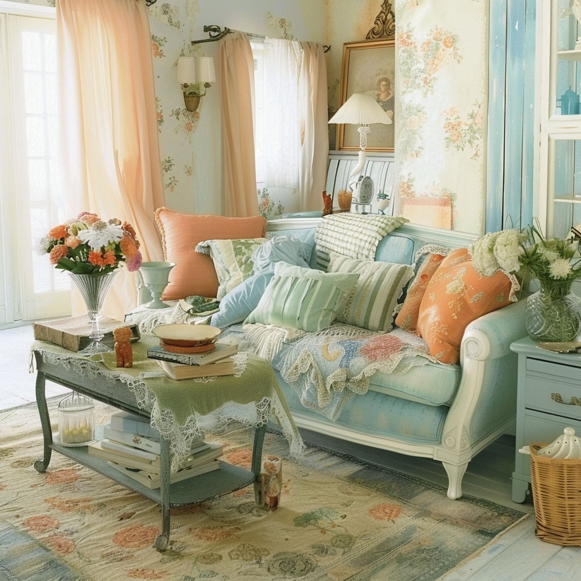 Shabby Chic Blue Living Room