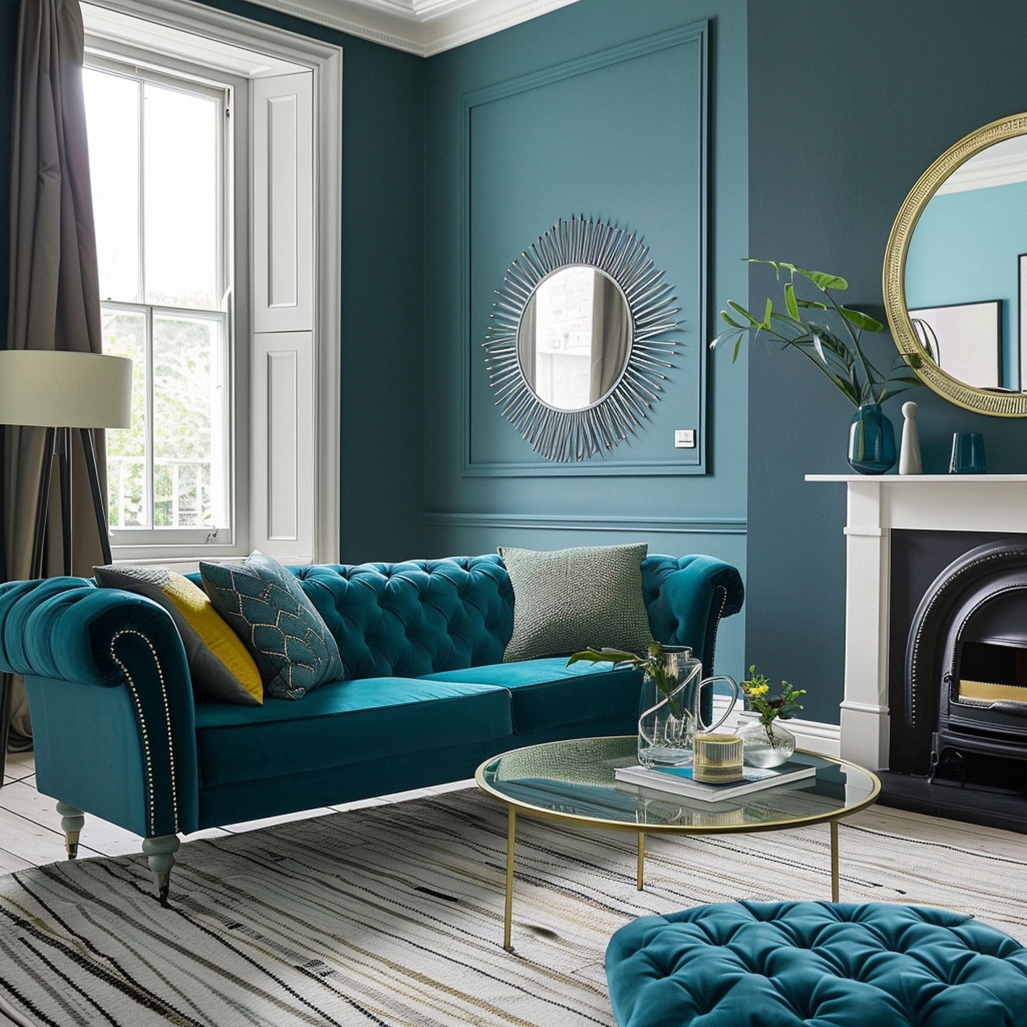 Traditional Stylish Blue Living Room