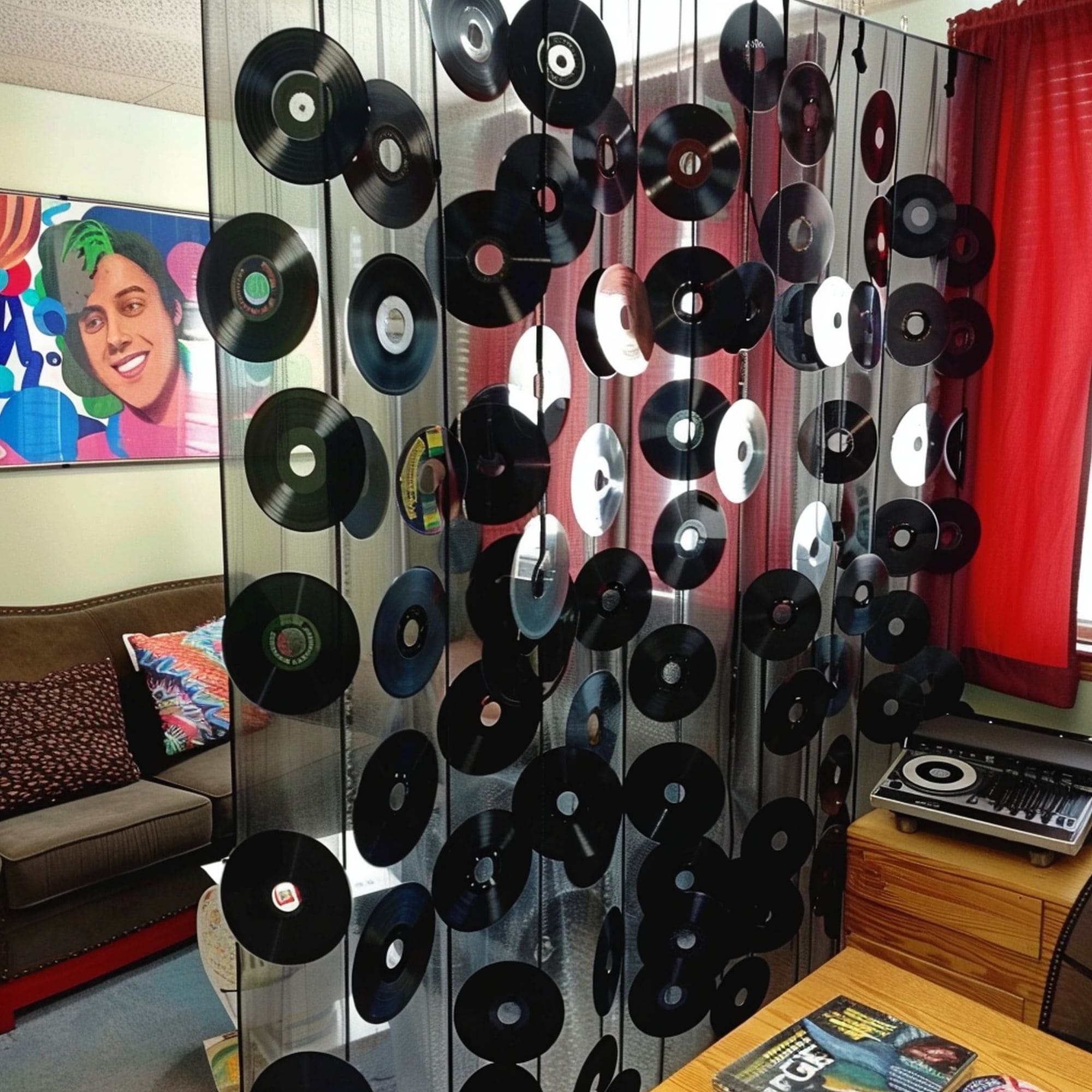 Retro Vinyl Records Room Divider