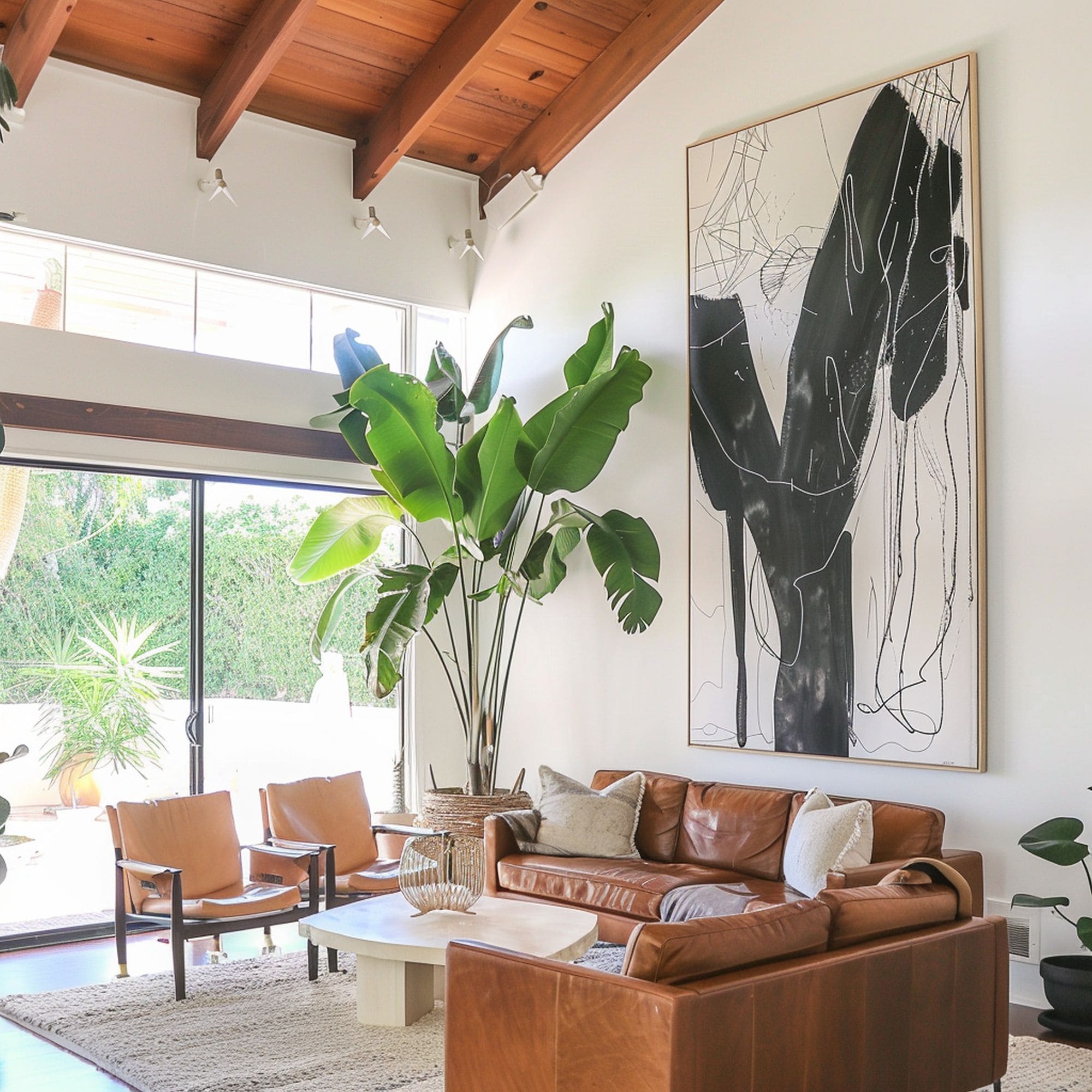 Serene High Ceiling Living Room