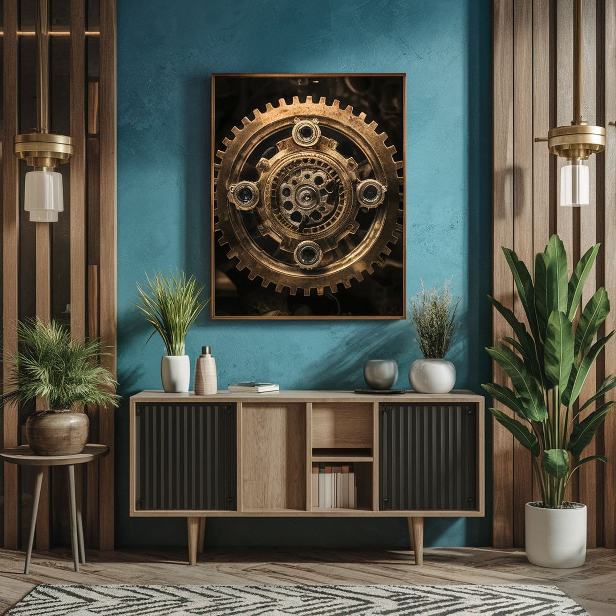 Steampunk Wall Art Above Console Table