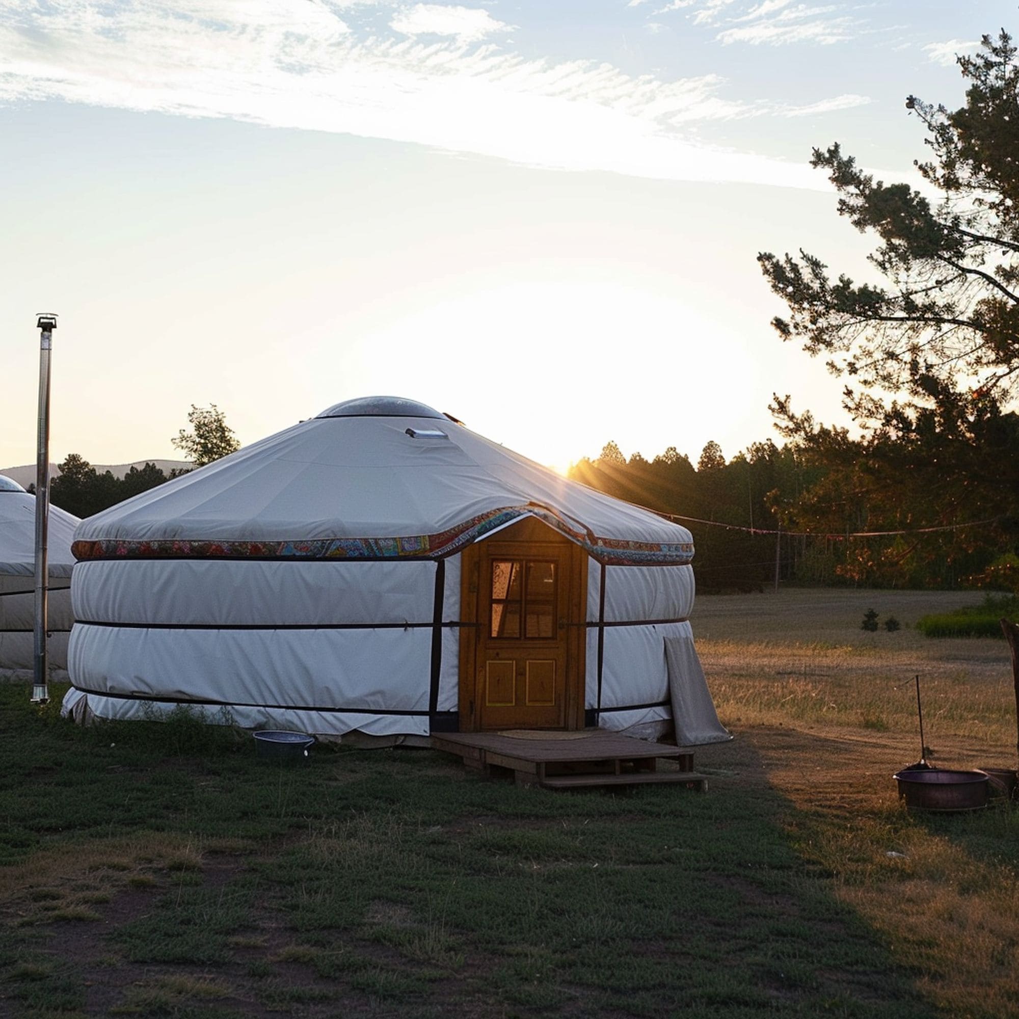 White Yurt at Sunset