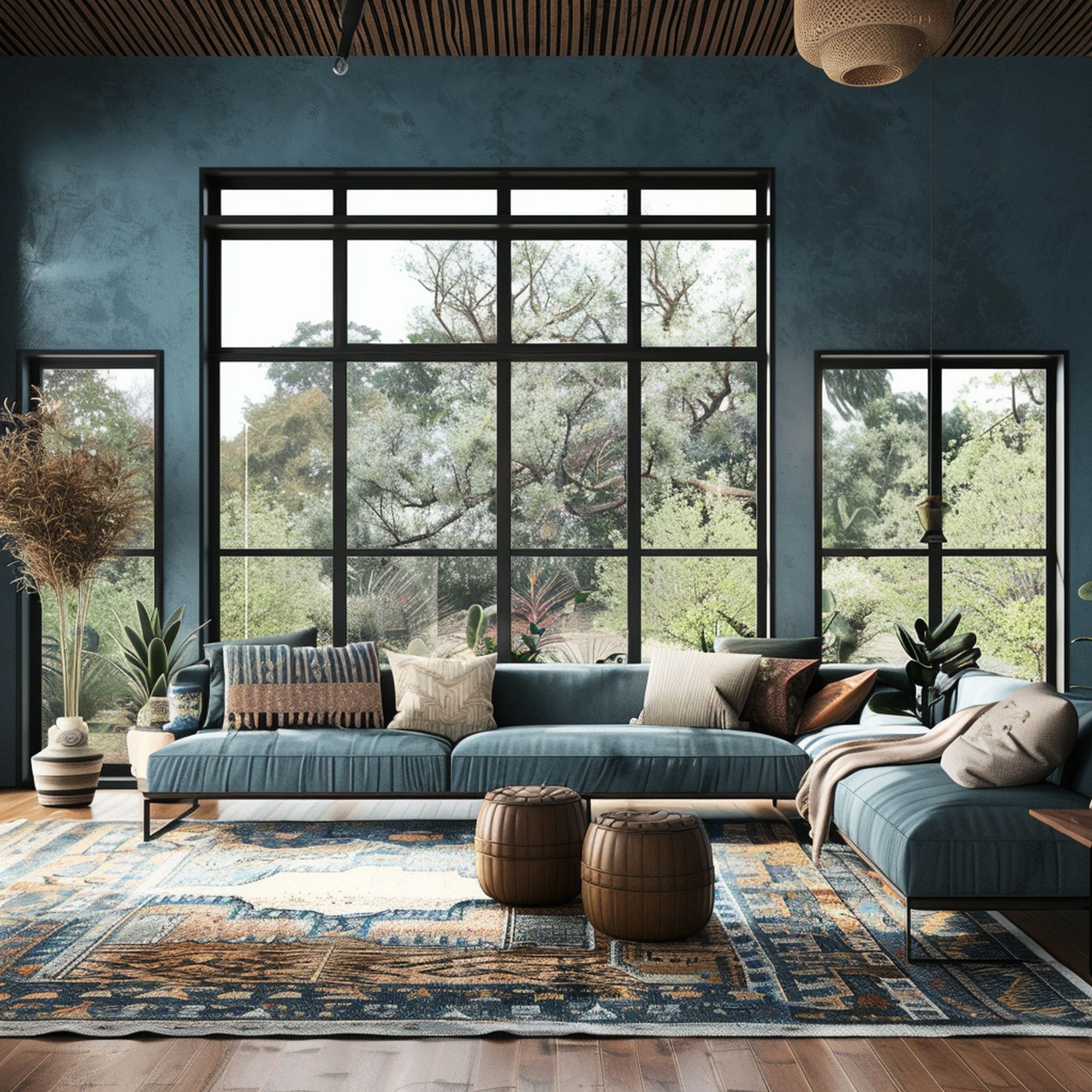 Bohemian Casual Blue Living Room