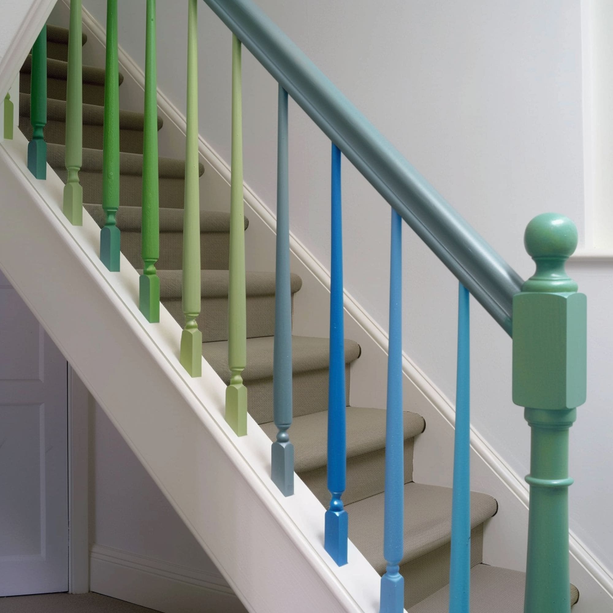Colorful Painted Staircase Spindles