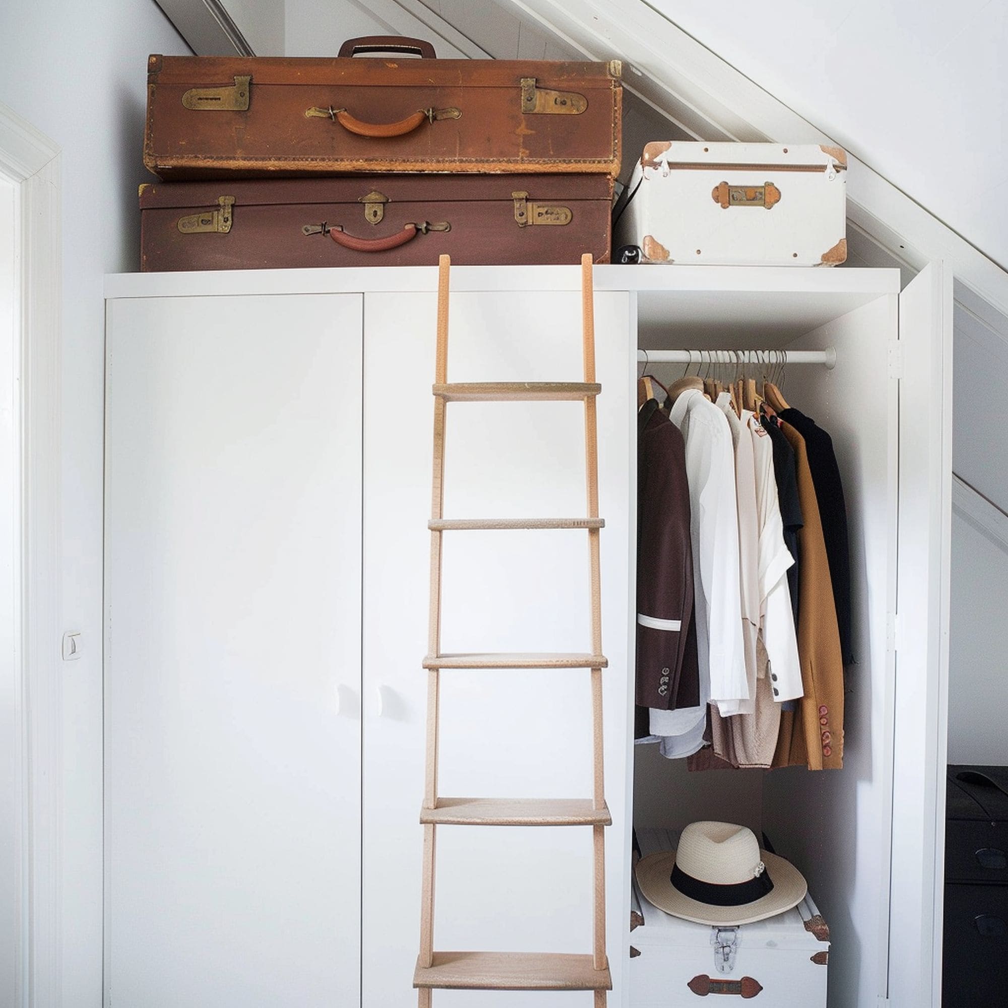 Decorative Suitcases on Closet