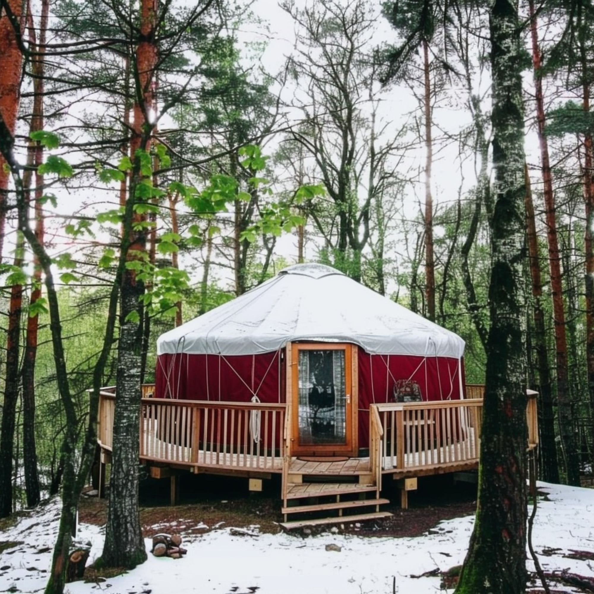 Red Yurt With Deck