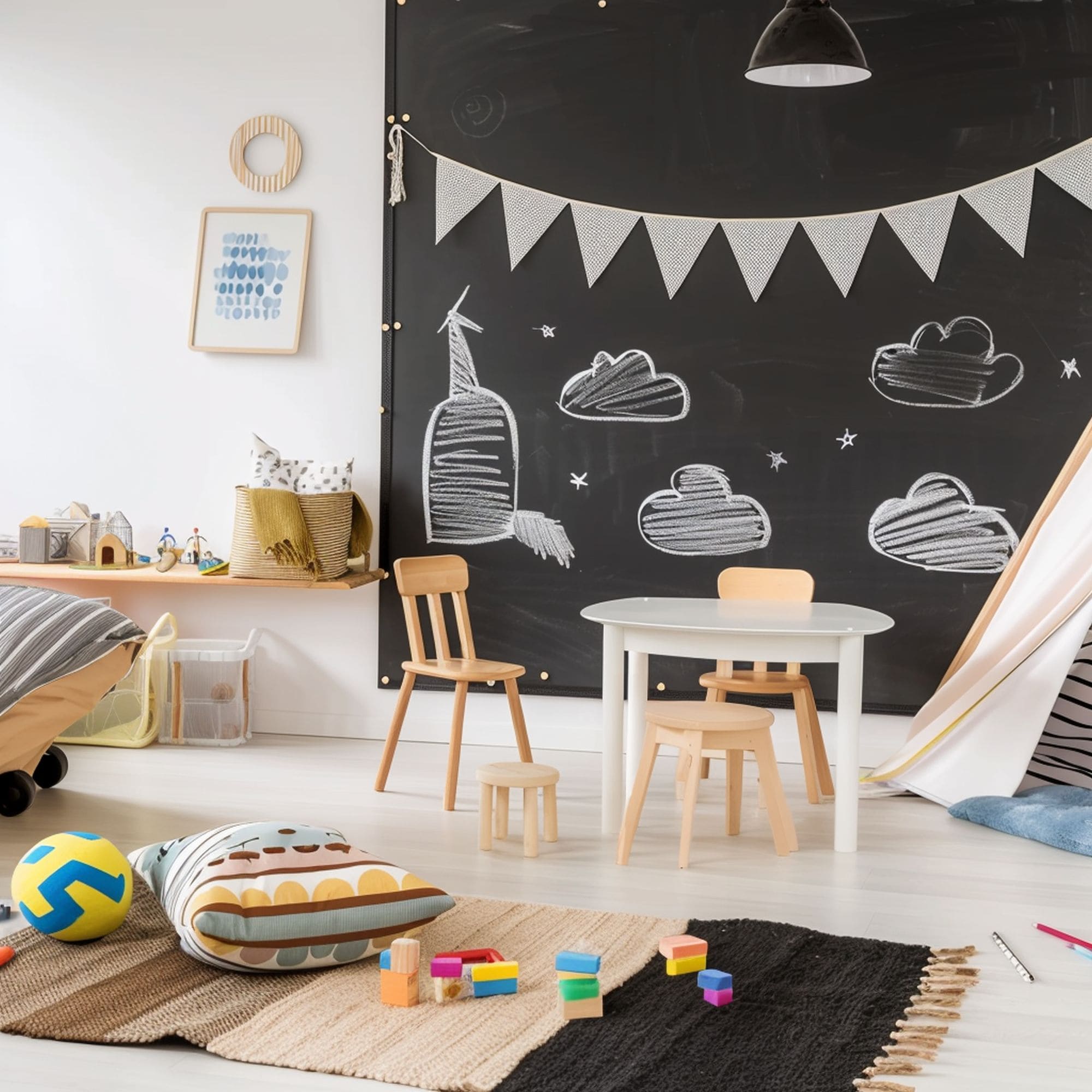 Kids Playroom With Blackboard