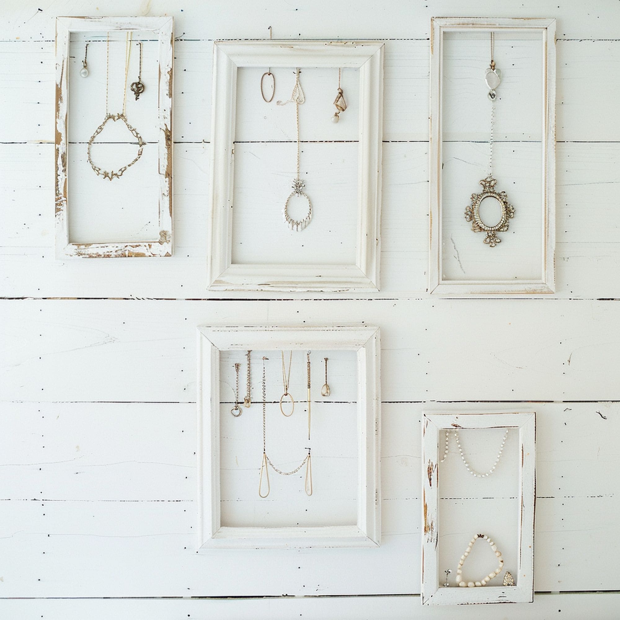 Vintage White Frame Jewelry Display