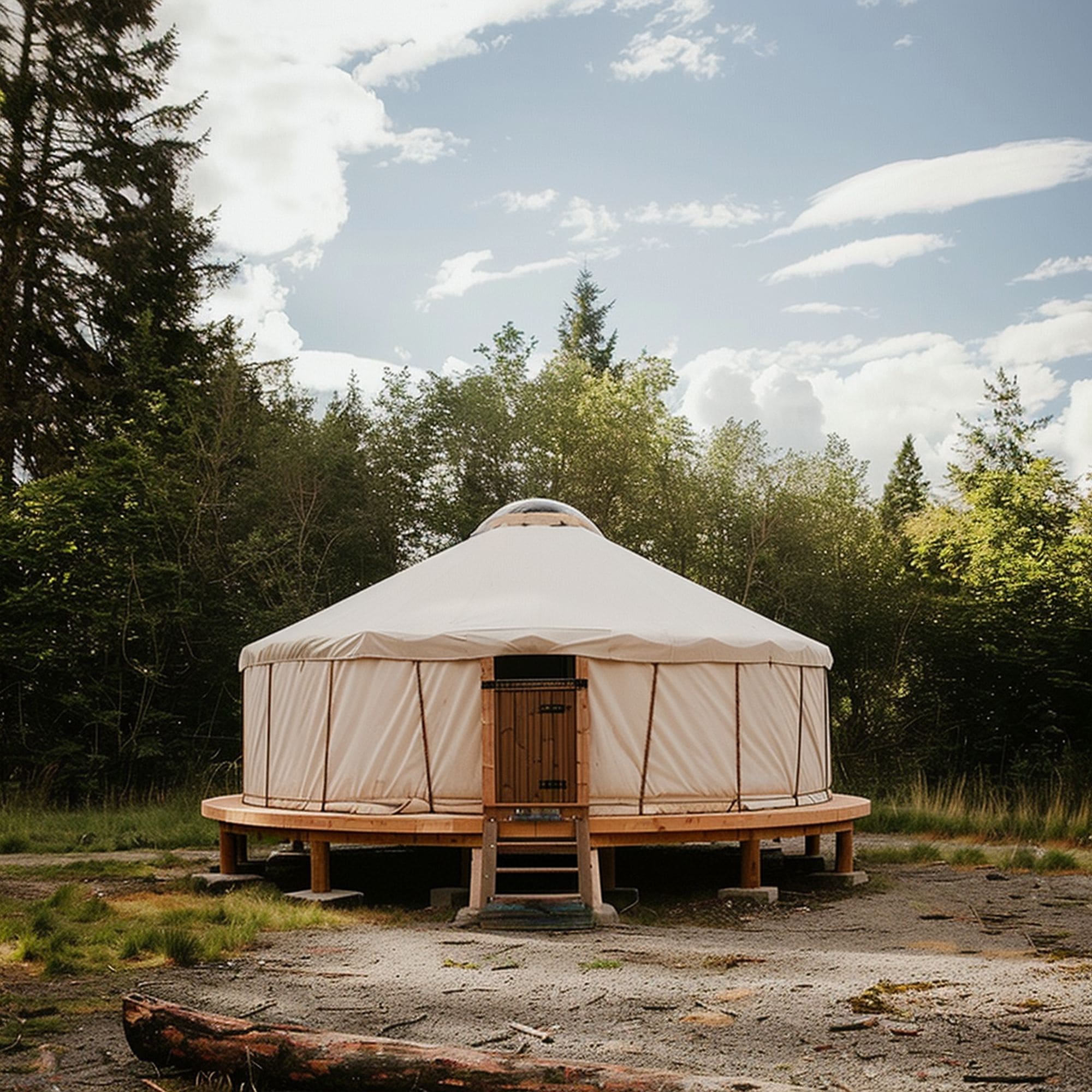 White Yurt With Small Deck