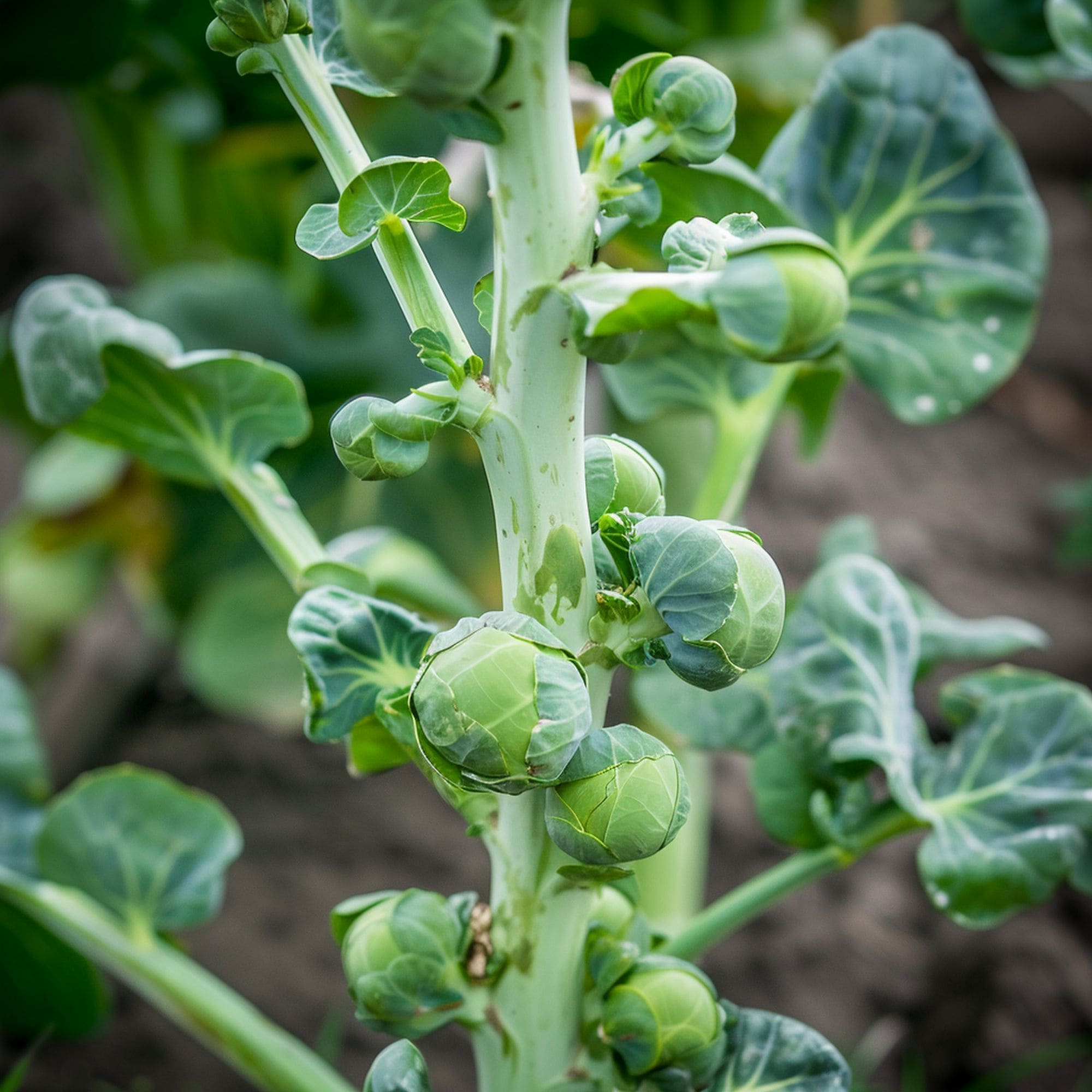 Brussels Sprouts in a Shaded Garden