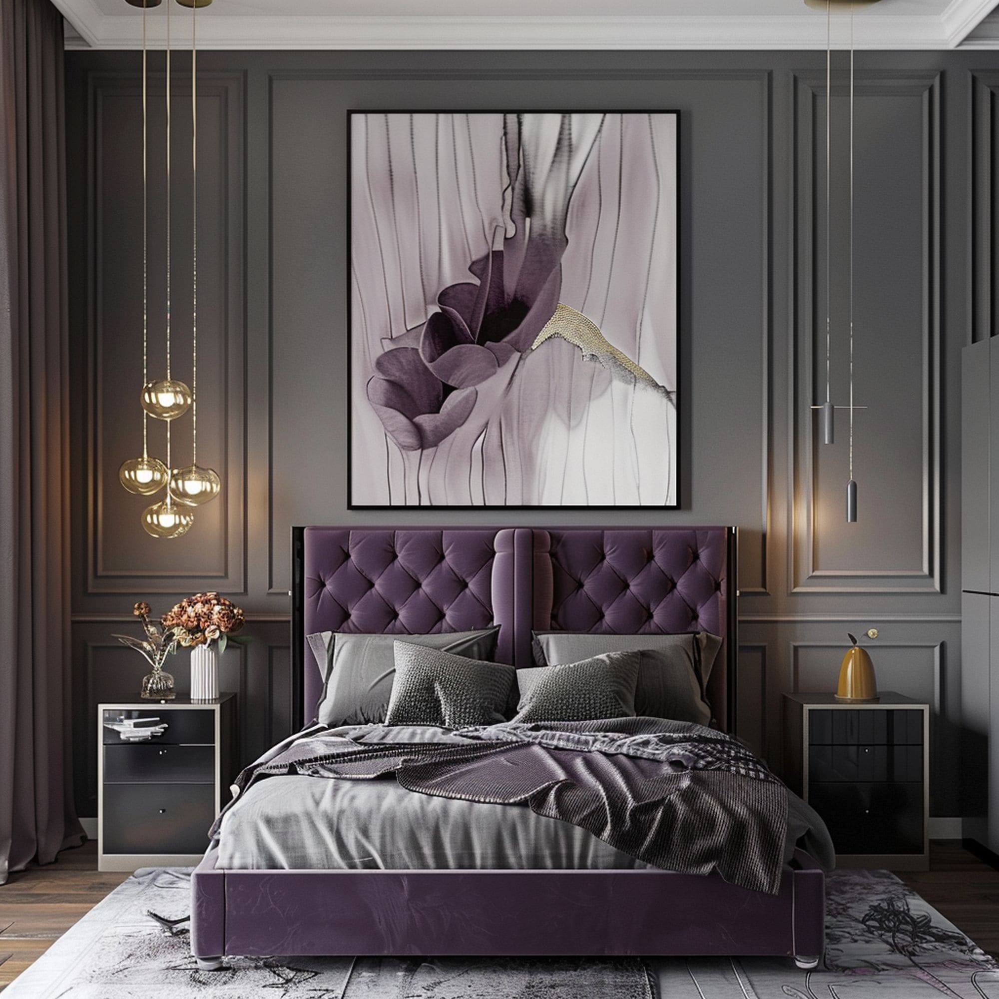 Purple and Gray Bedroom