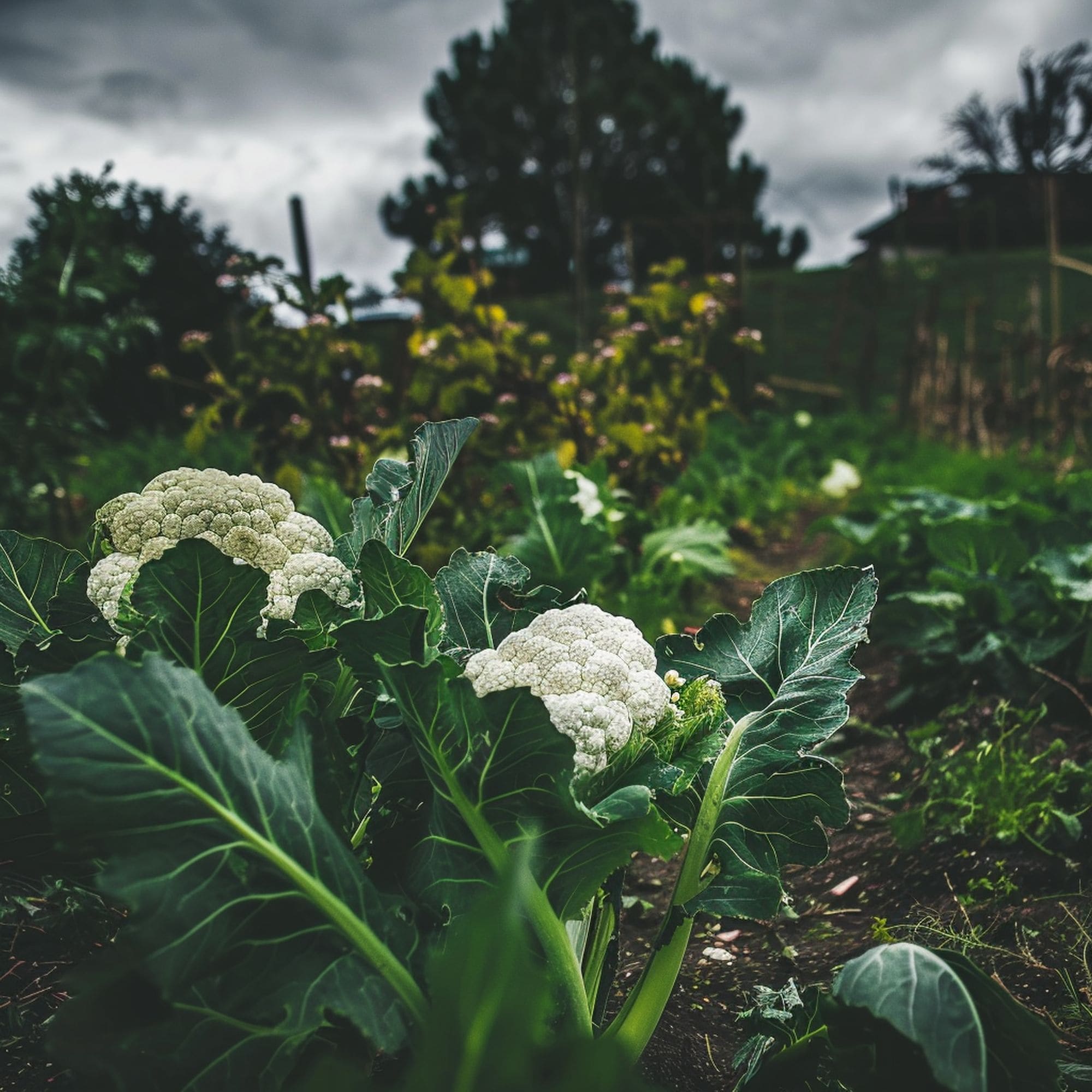 Cauliflower in a Shaded Garden