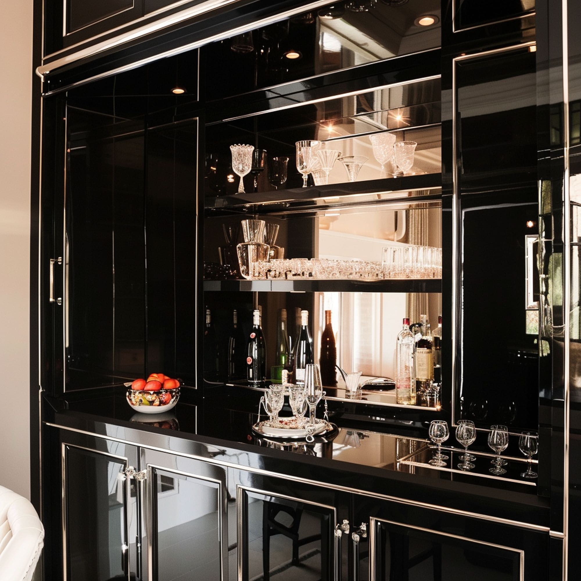 Glossy Luxurious Black Kitchen Bar