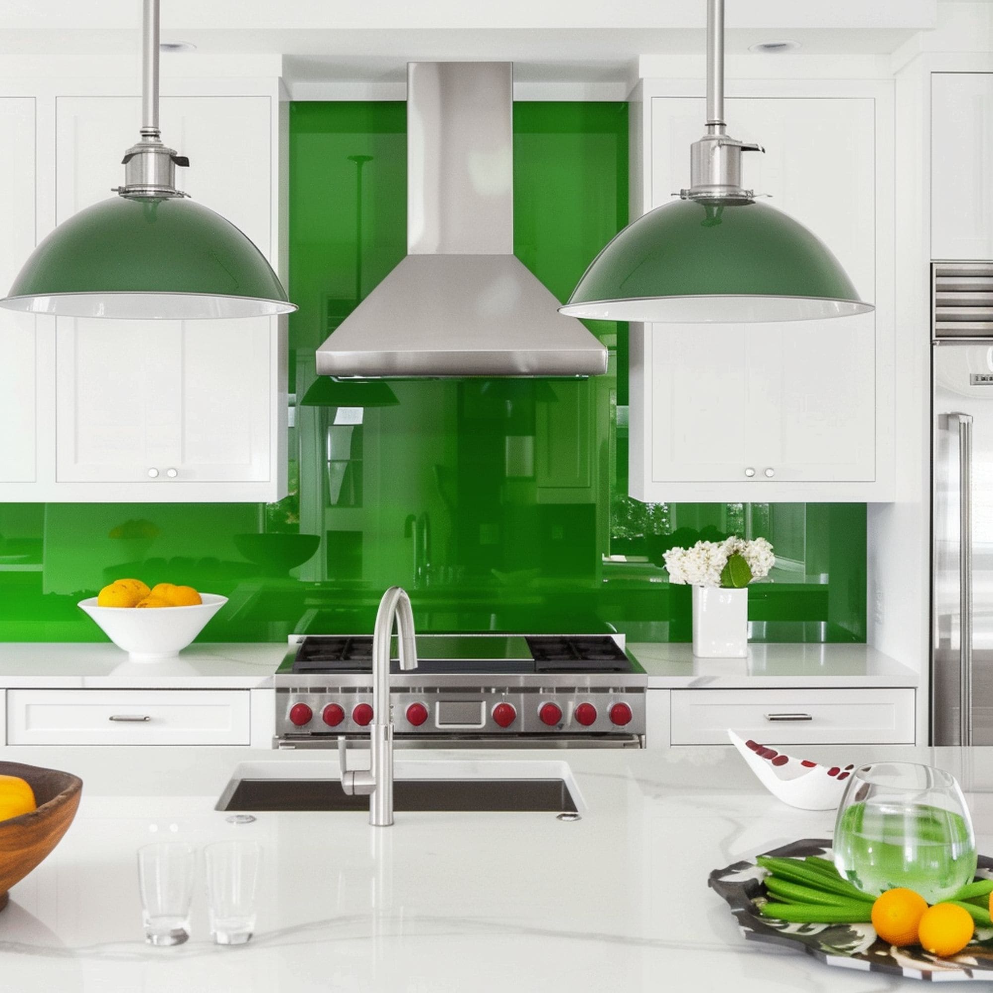 Vibrant Green Kitchen Backsplash