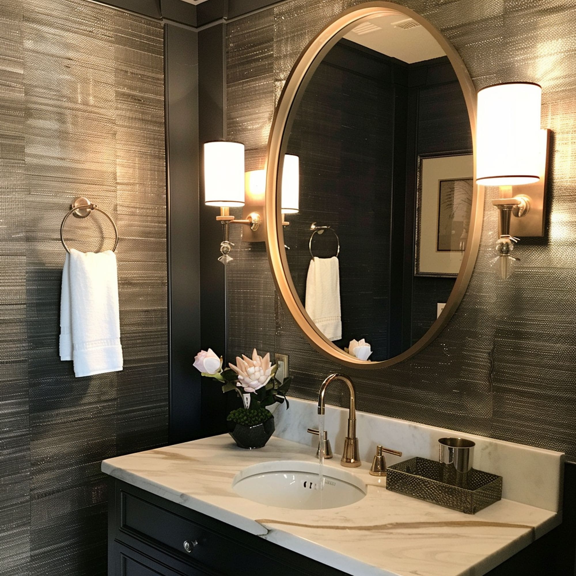 Powder Room With Moody Lighting