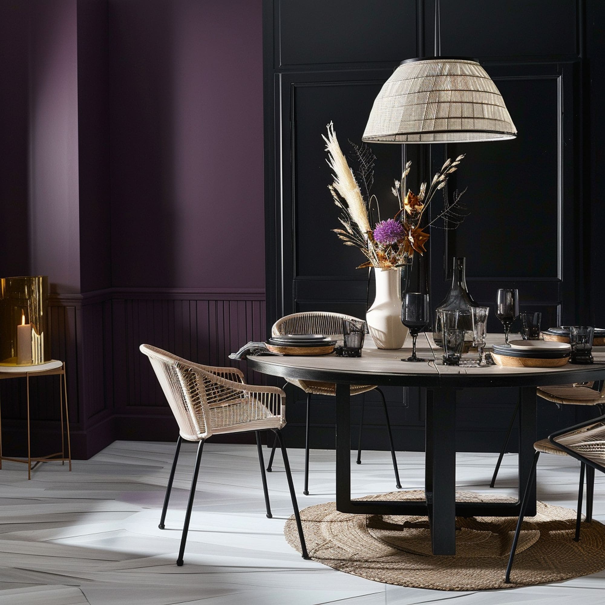 Purple Wall in Dining Room