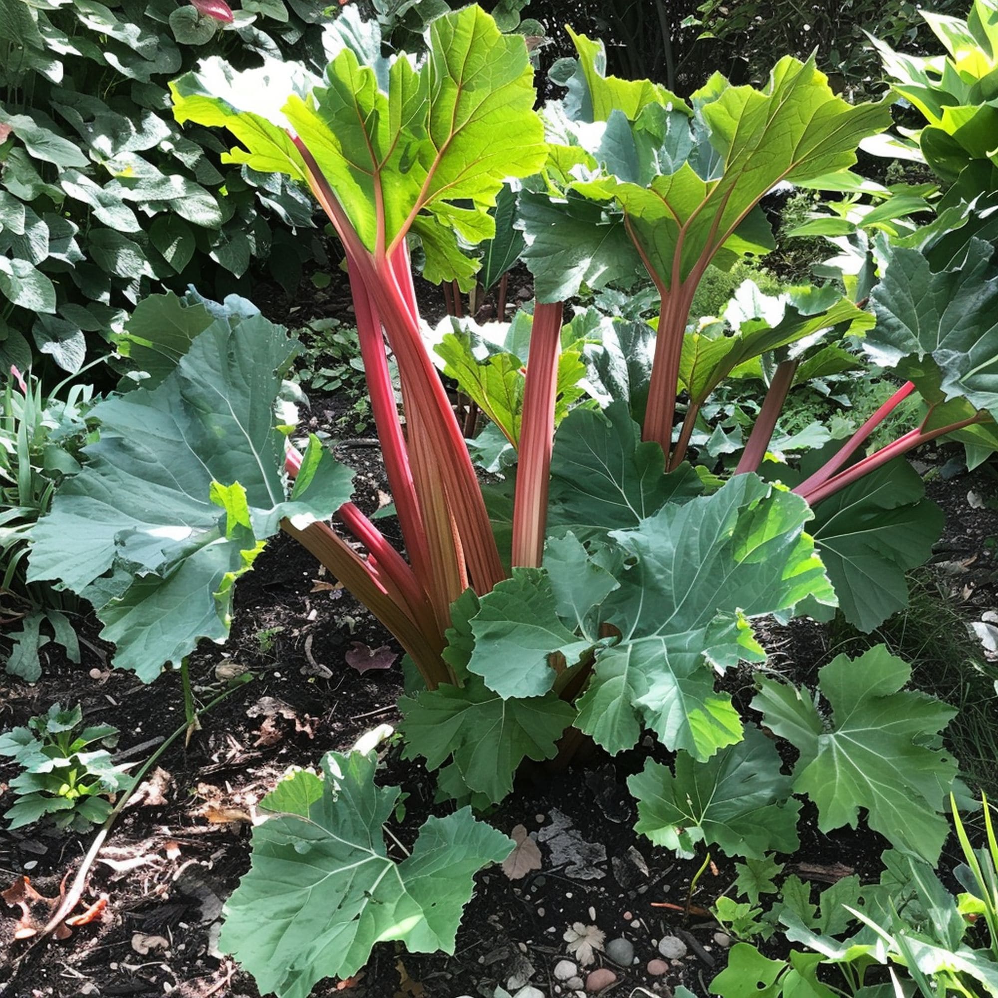 Rhubarb in a Shade Garden