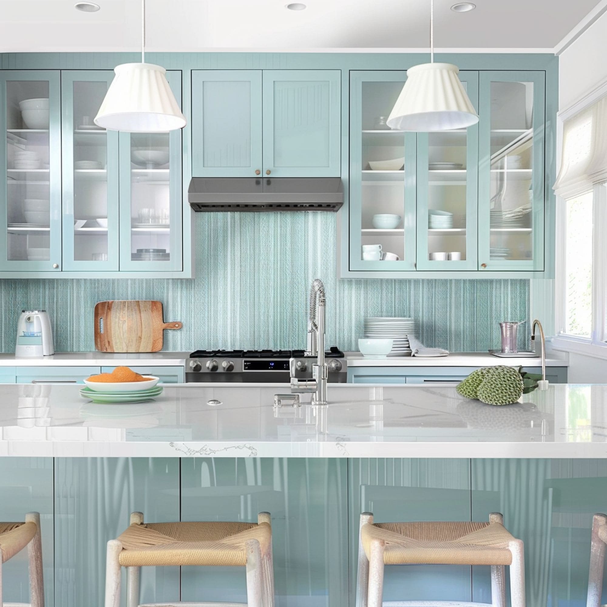 Coastal Blue Kitchen Backsplash