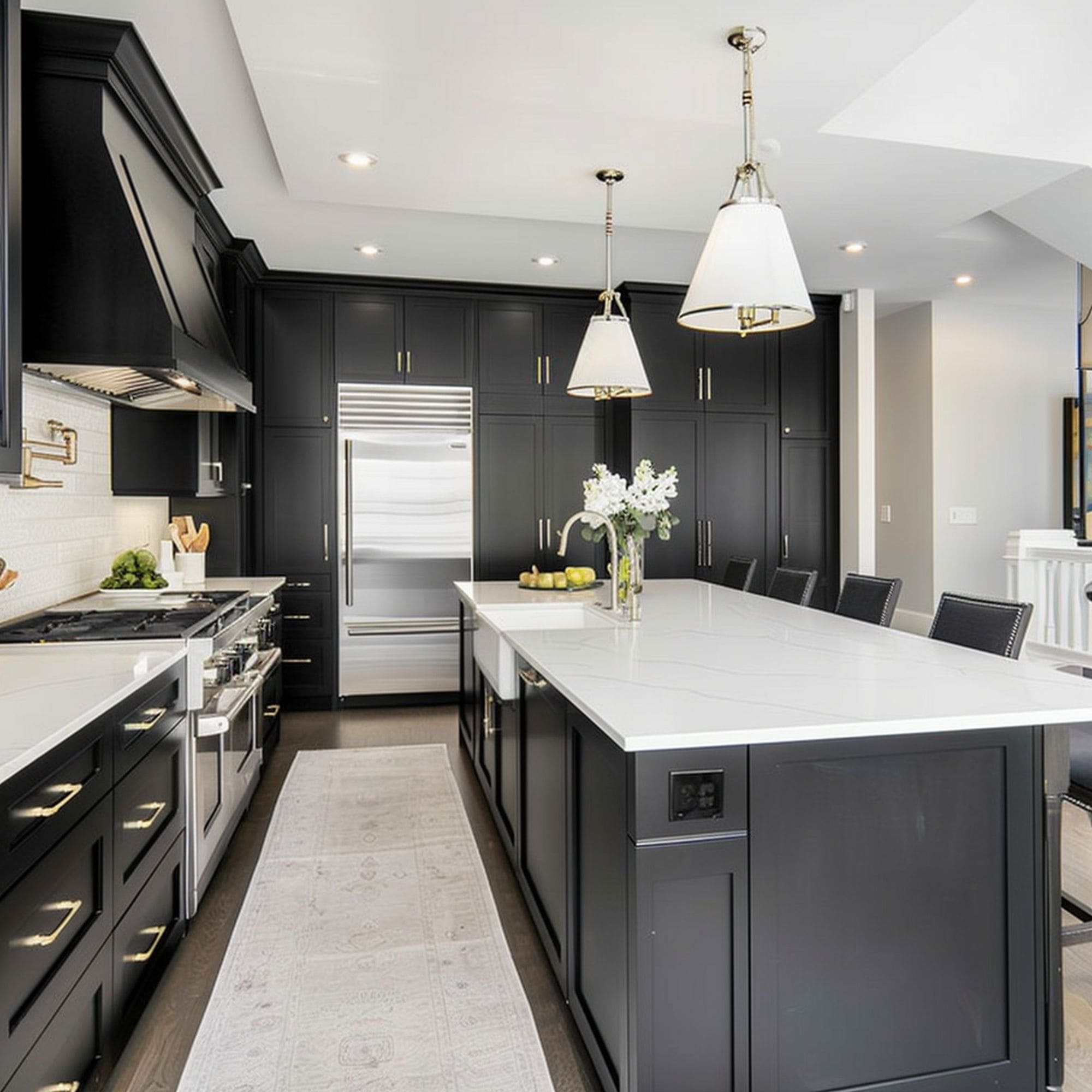 Stylish Transitional Black Kitchen