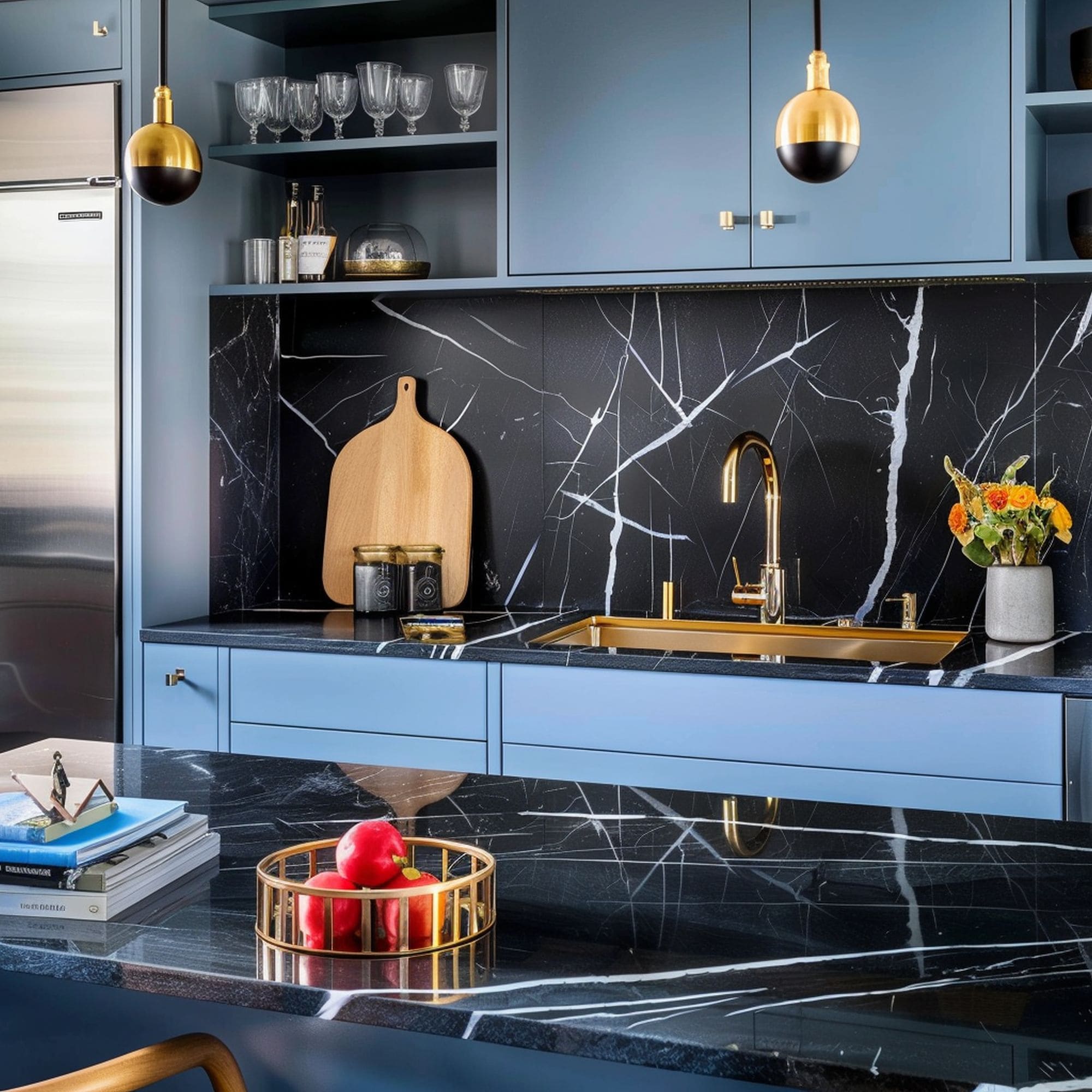 Black and Blue Kitchen