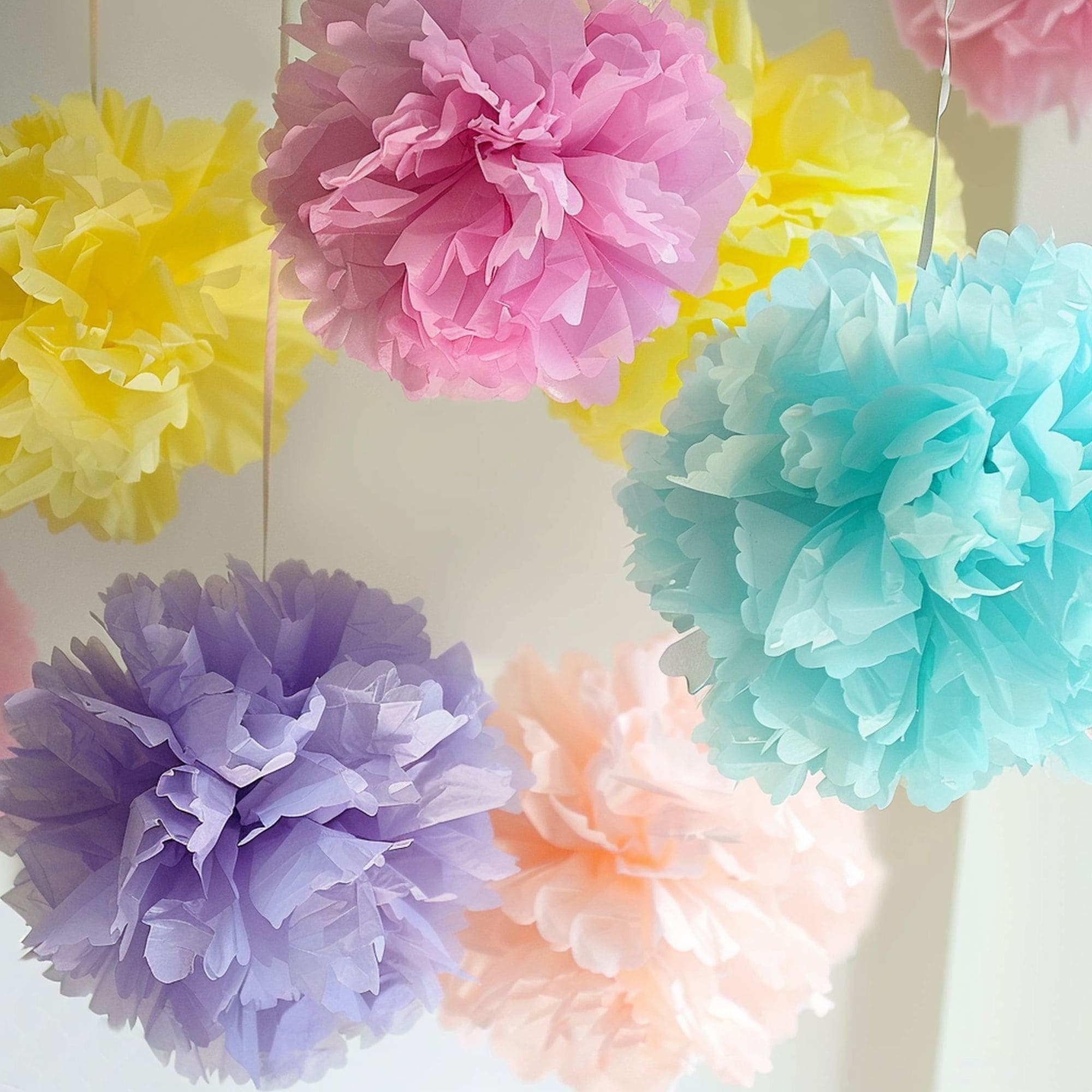 DIY Colorful Tissue Paper Pom Poms