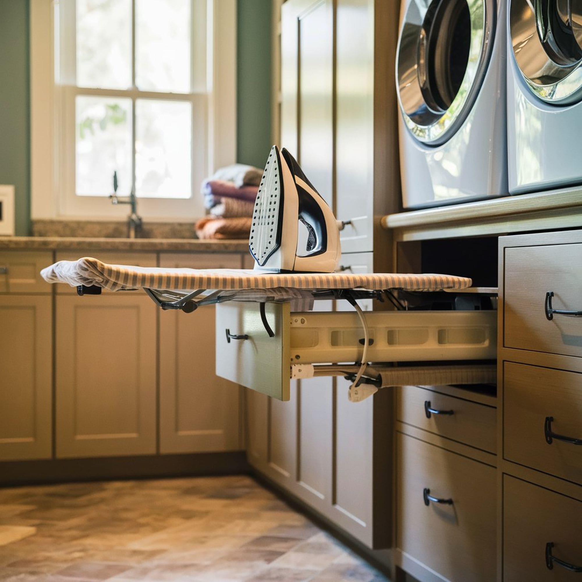 Laundry Room With Ironing Board in a Drawer