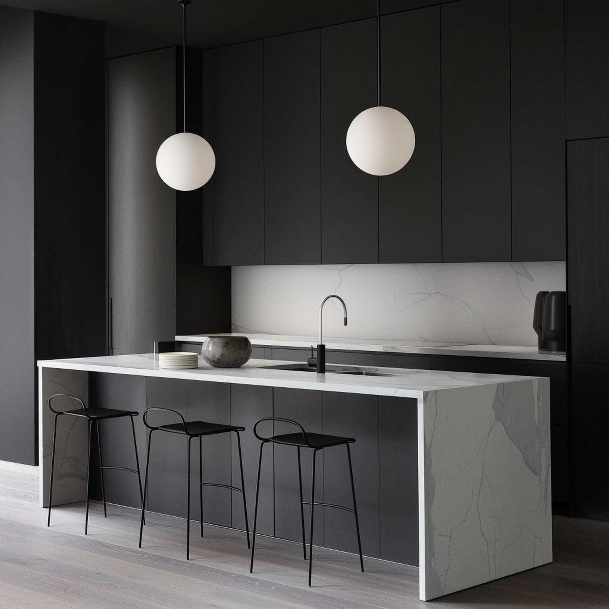 Moody Minimalist Black Kitchen