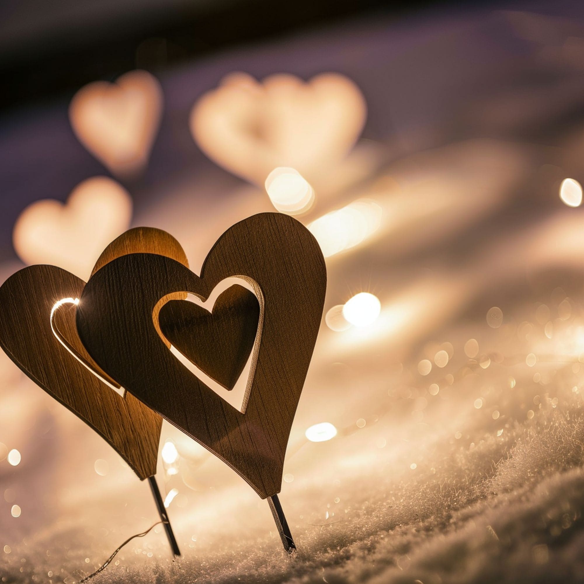 Decorative Hearts in the Snow