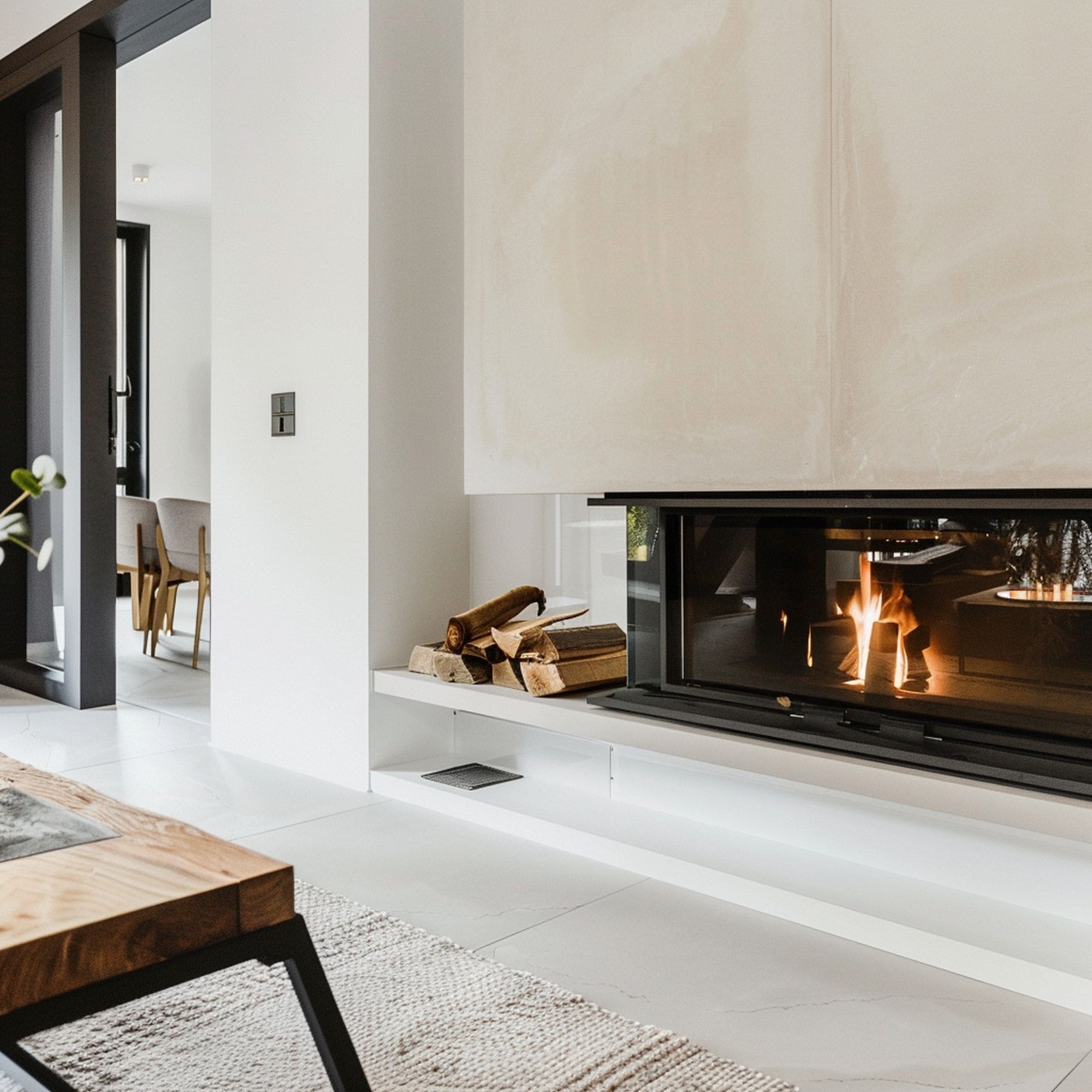 Minimalist Fireplace in a Living Room