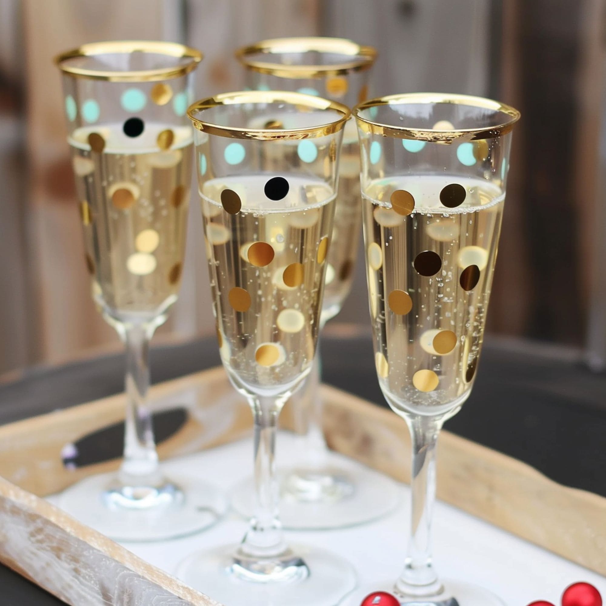 DIY Polka Dot Painted Champagne Glasses