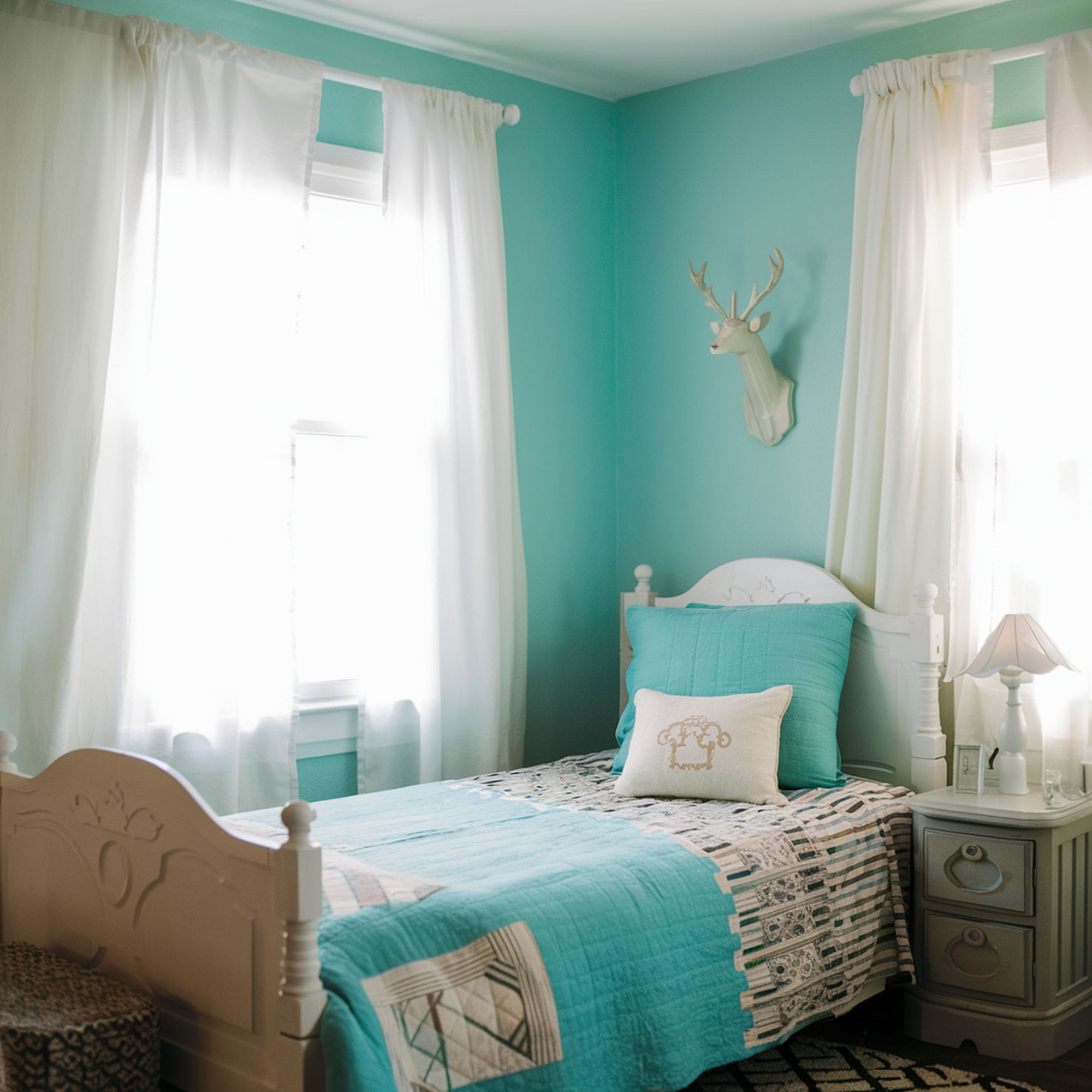 Small Turquoise Bedroom