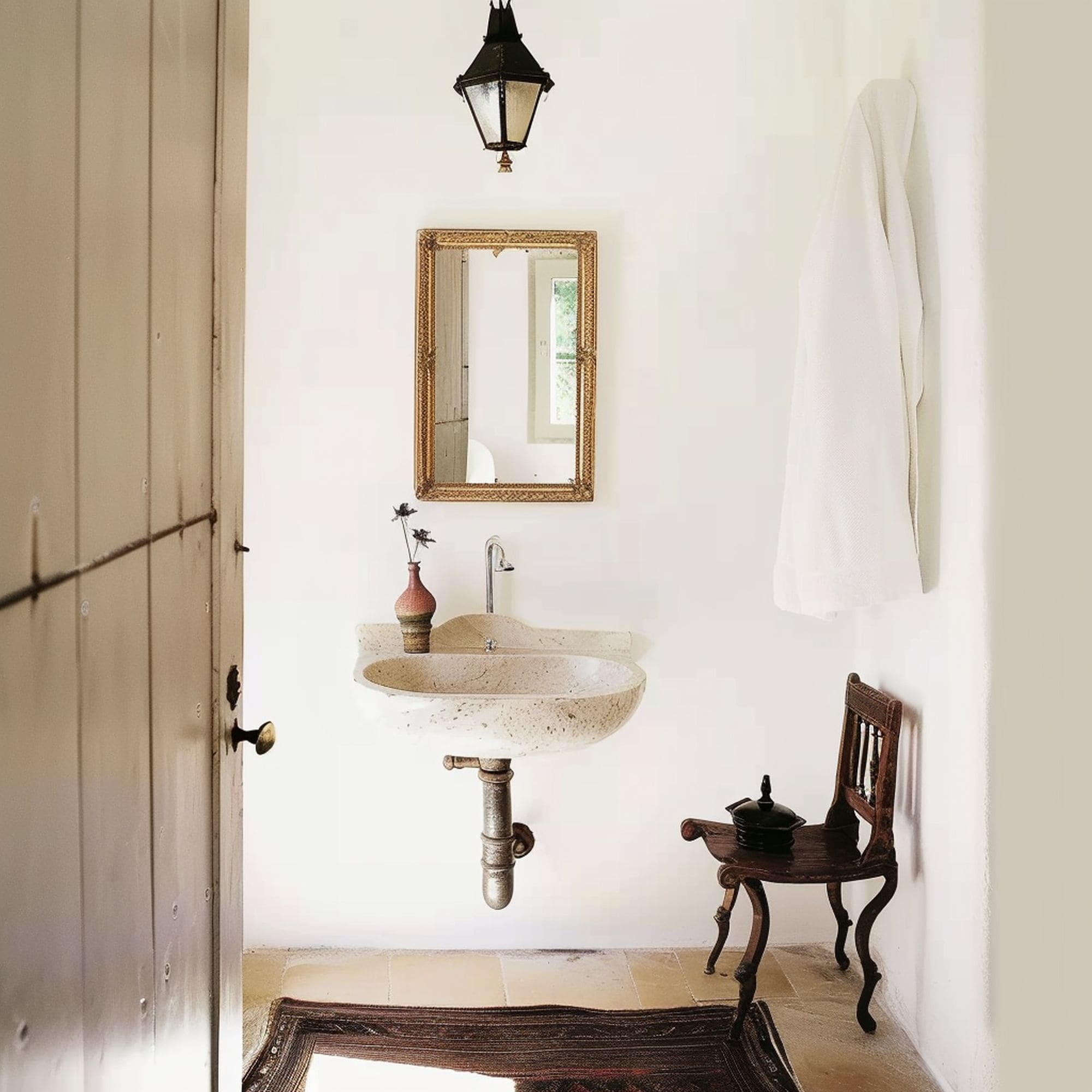 Minimalist Vintage Powder Room
