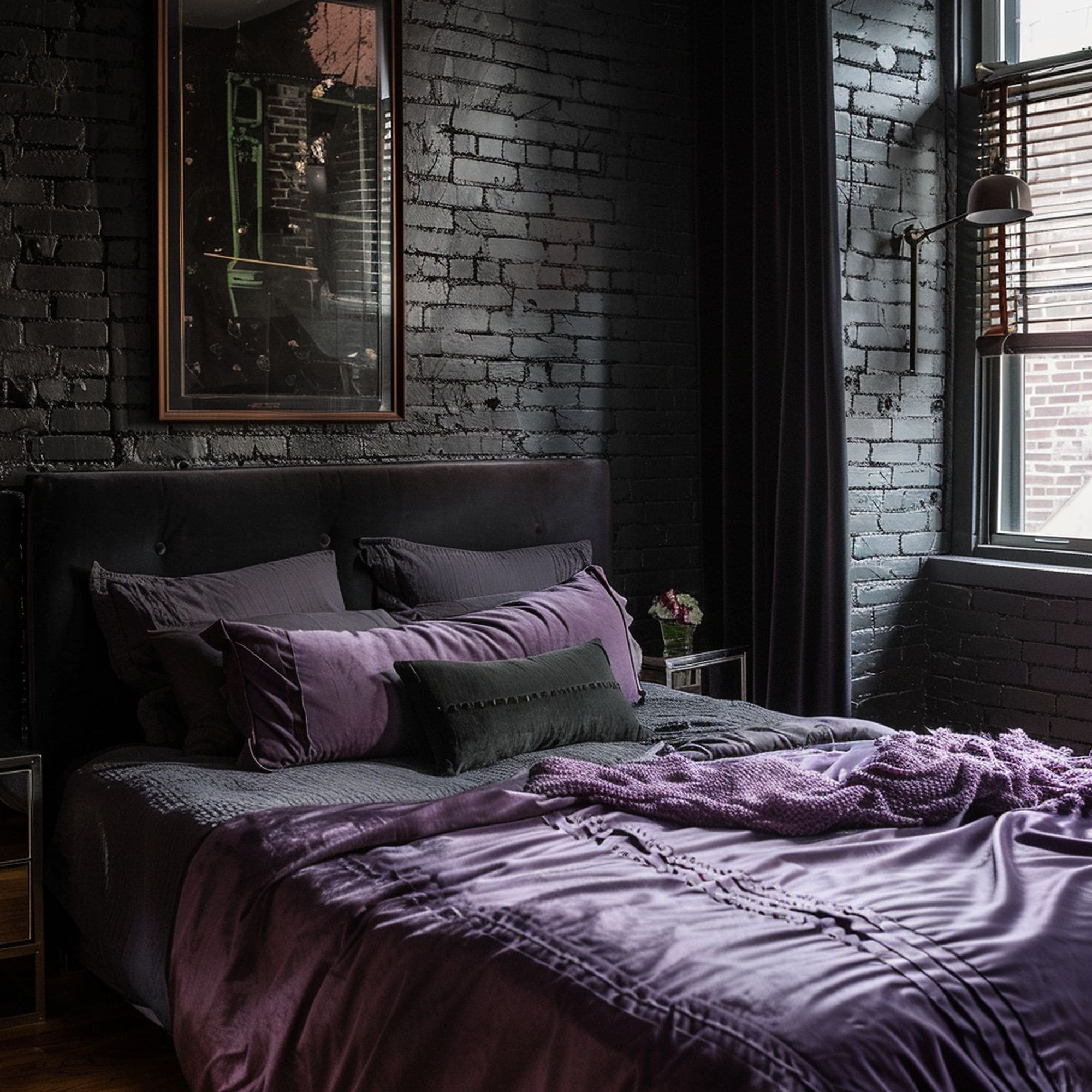 Dark Purple Industrial Bedroom