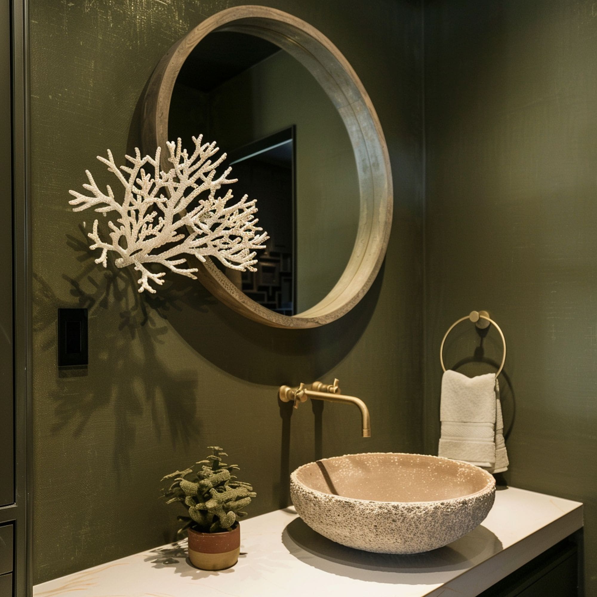Olive Green Powder Room