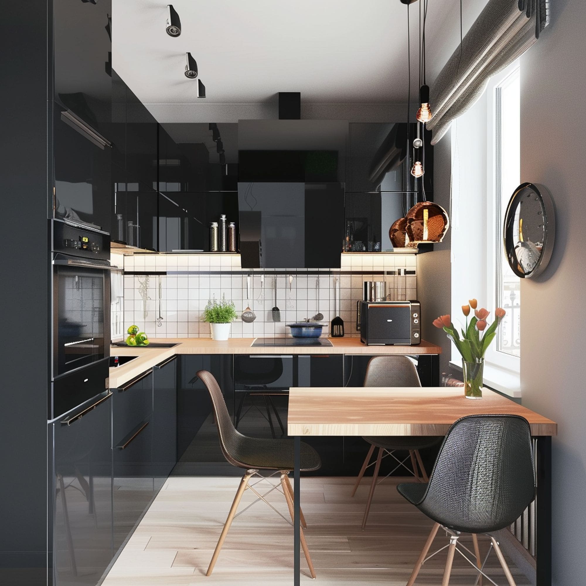 Small Compact Black Kitchen