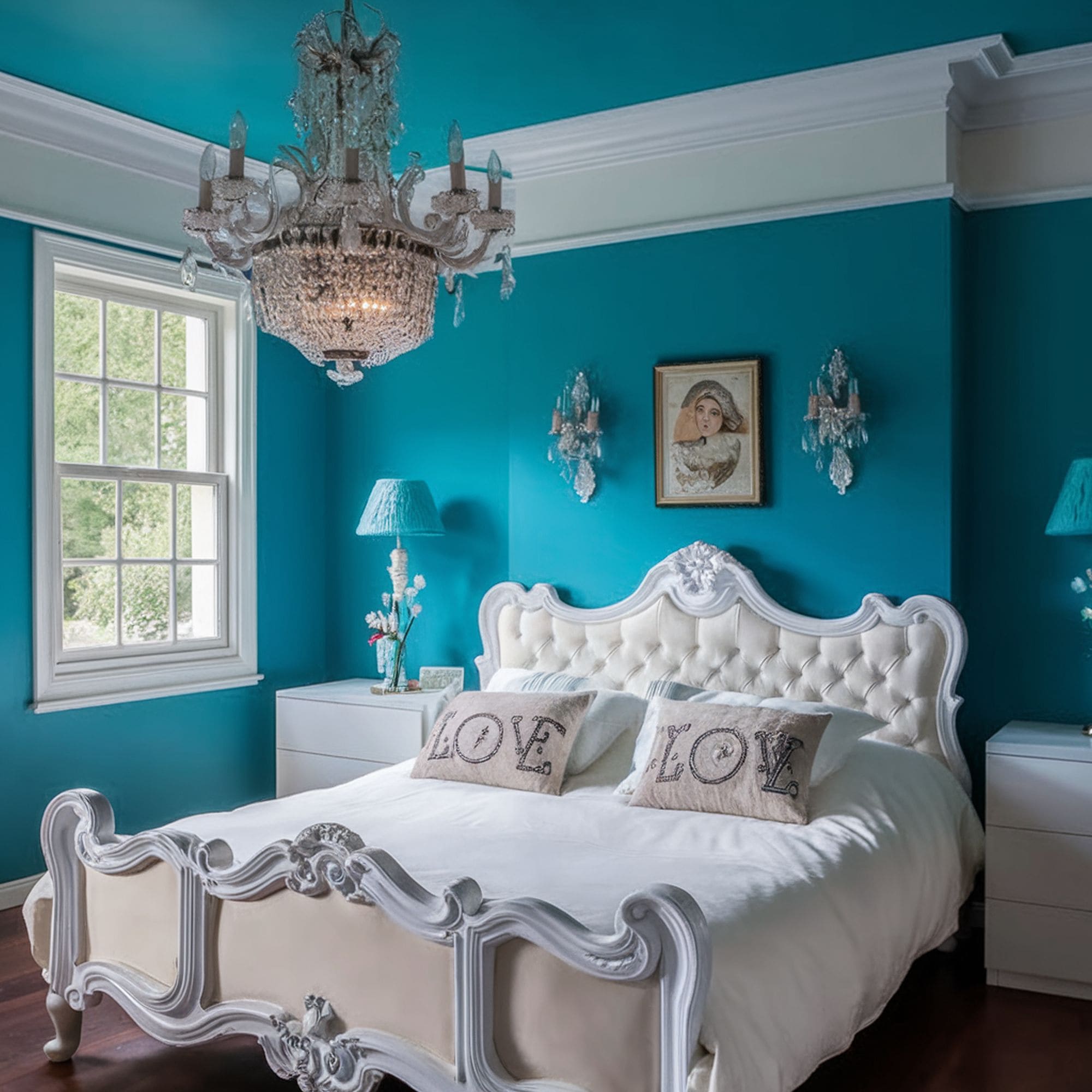 Victorian Style Turquoise Bedroom