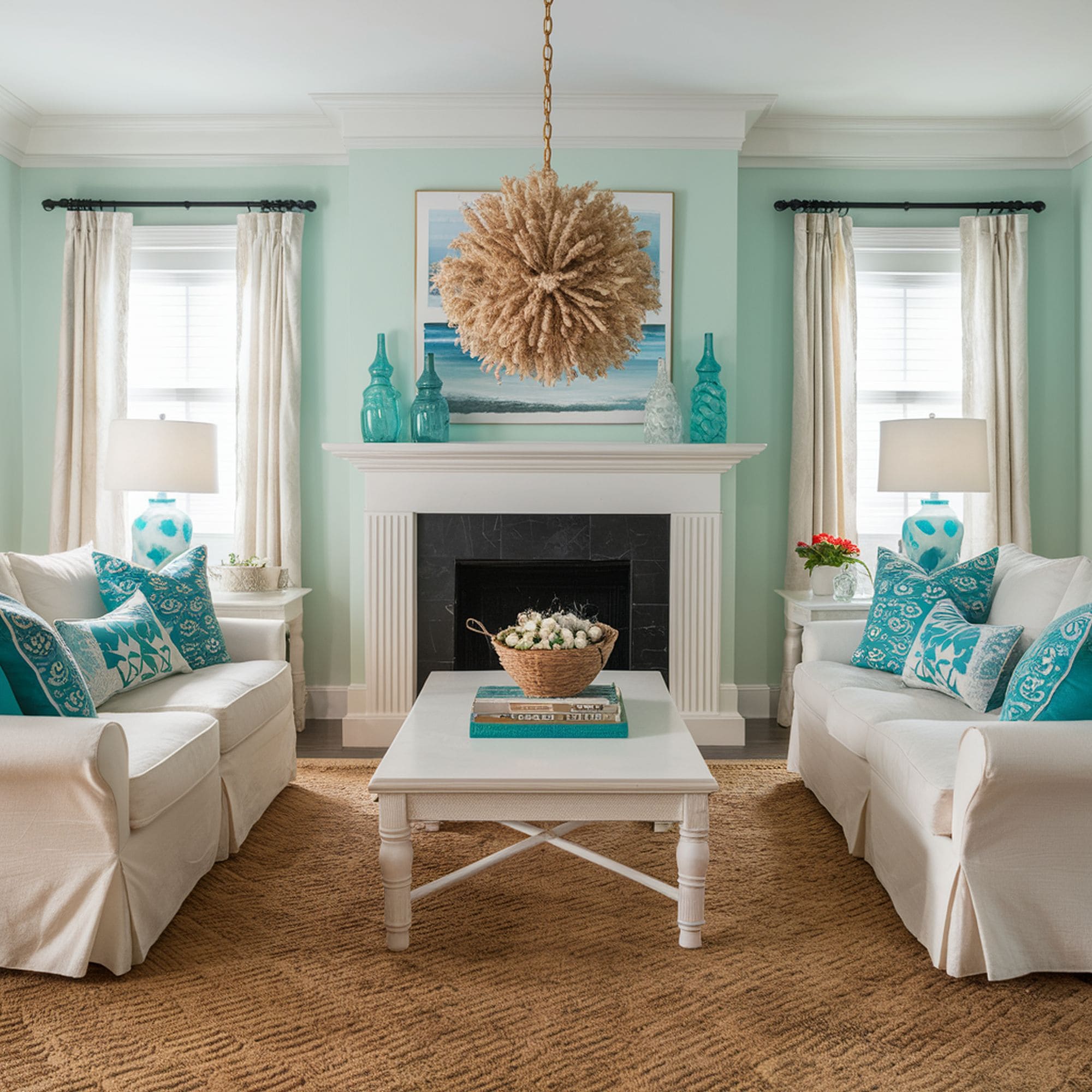 Coastal Turquoise Living Room